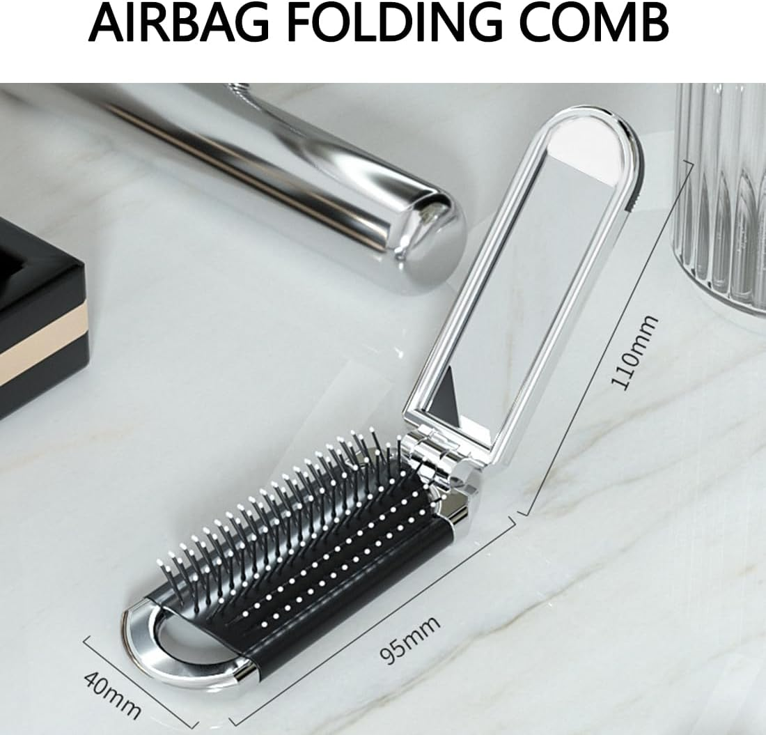 XYTAHDM Set of 2 Travel Hair Brush with Folding Mirror, Mini Travel Brush, Compact Massage Comb Hairdressing Tools for Gyms, Schools, Pools, Outdoor Places image number 3