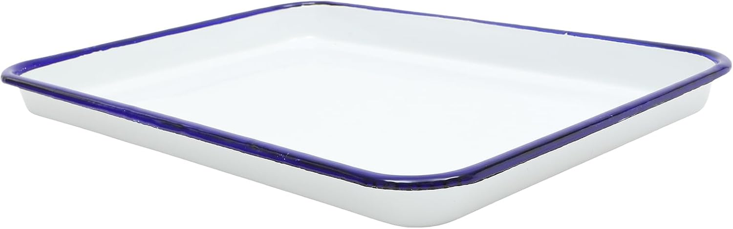 Zerodeko Enamel Baking Tray Rectangular Baking Dish Oblong Cake Pan Roasting Pan Vintage Oven Tray Enamelware Bakeware for Farmhouse Camping Home