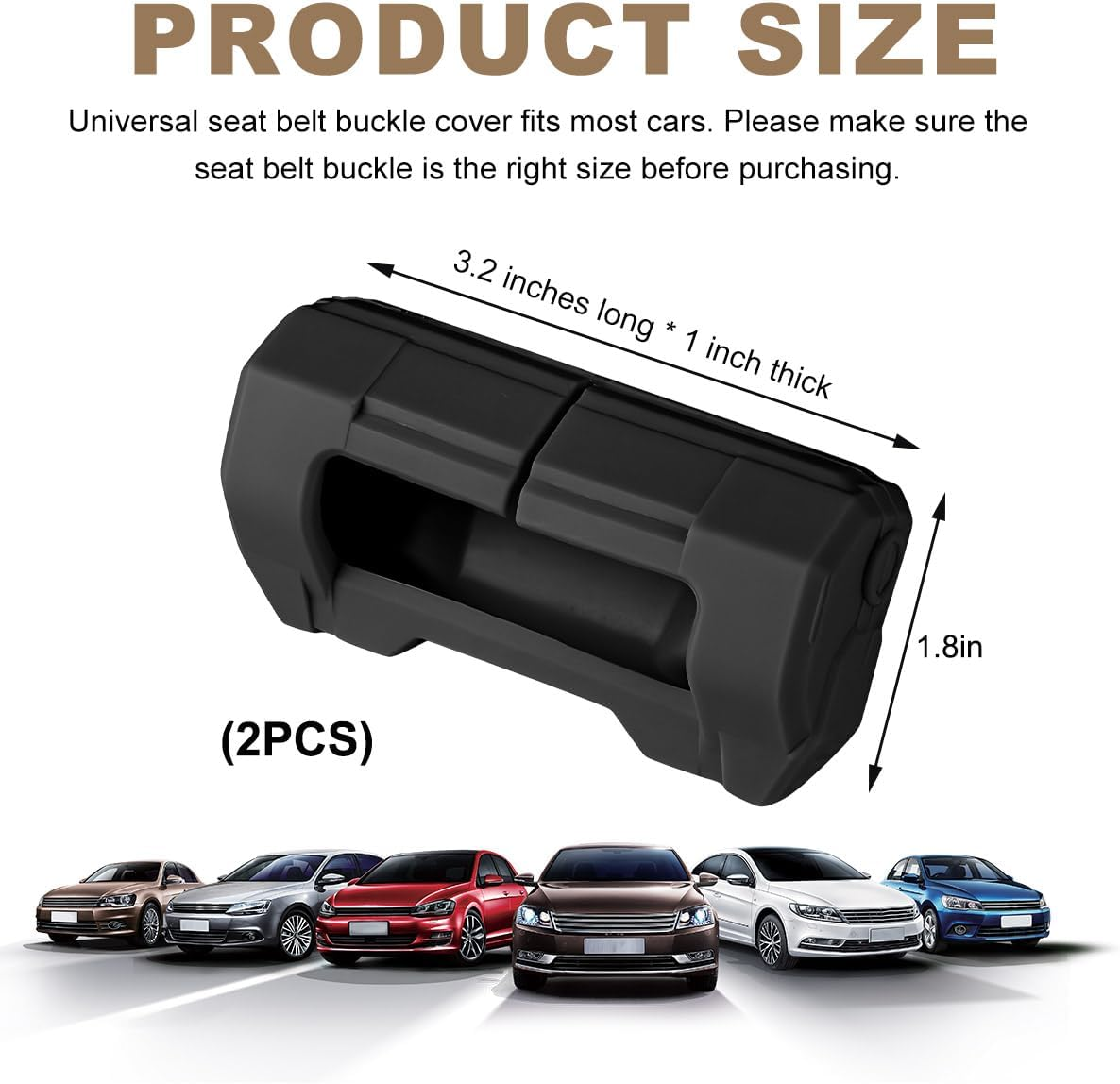 2 PCS Car Seat Belt Buckle Covers, Anti-Scratch Silicone Car Seatbelt Buckle Protector, 7 Color Fashion Seat Belt Clips Cover Protector for Car Safety, Car Accessories (Black) image number 1