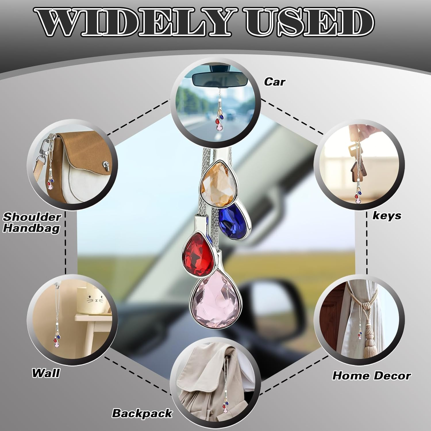 Crystal Car Hanging Accessories for Women, Car Mirror Decor Hanging, Car Decor Present for Birthdays, Thanksgiving, and Valentine'S Day (Colorful)