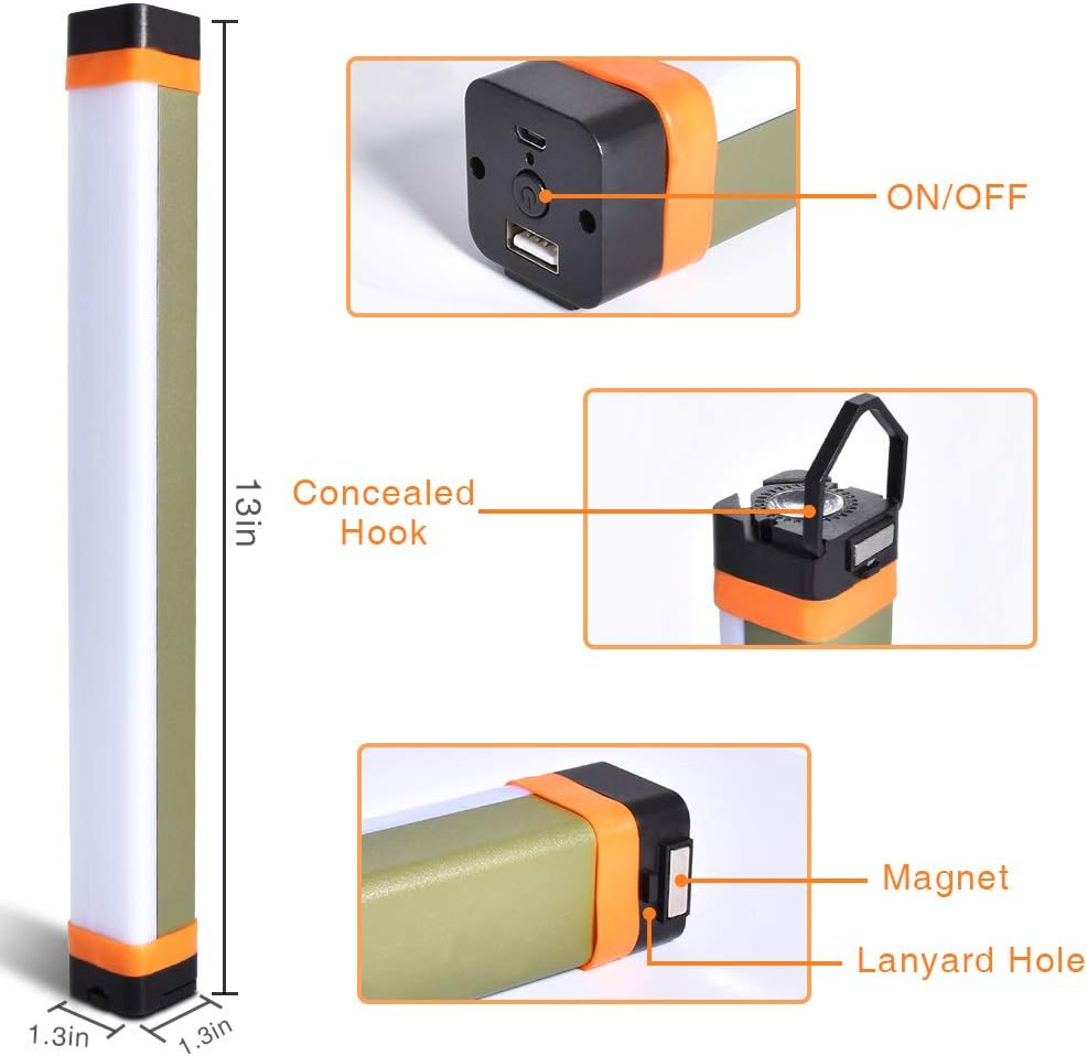Camping Light, LETOUR Rechargeable Magnetic Light 4 Modes Tent Light USB Rechargeable Camping Lantern, 1200Mah 2000Lumens Power Bank Emergency Light for Outdoor Camping, Power Outage image number 5