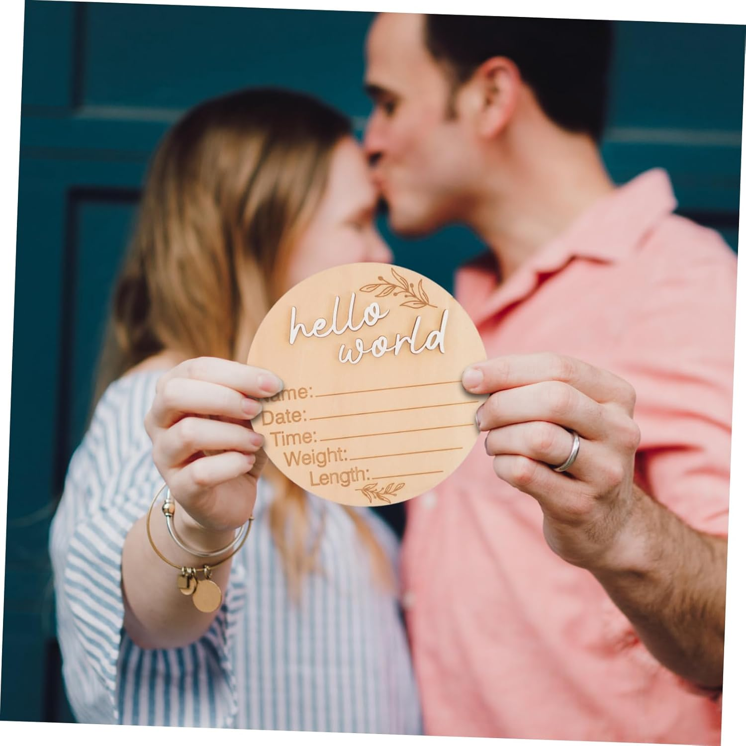 2Pcs round Wooden Birth Announcement Sign for Newborns Natural Wood Milestone Plaque Name Announcement Board for Nursery Decor Photography image number 5