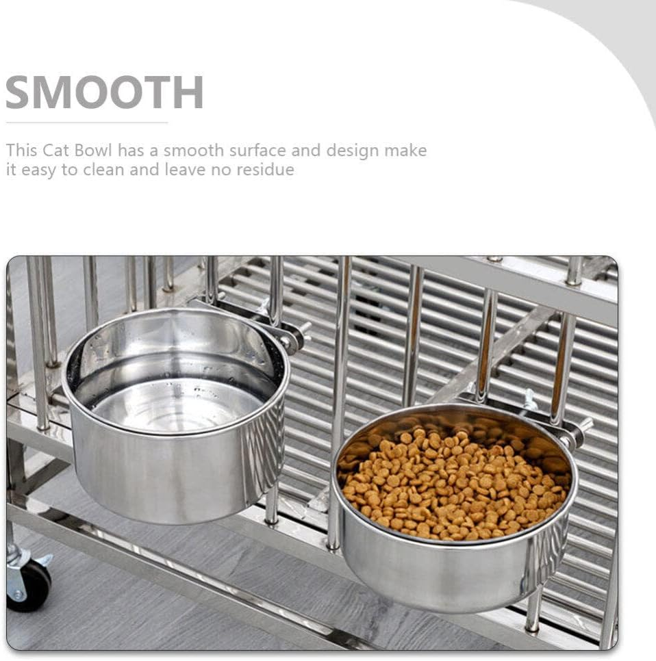 Angoily Dog Food Water Bowl for Cage Stainless Steel Dog Bowls Hanging Feeding Bowl Dog Cage Bowl Pet House Hanging Feeding Bowls with Improved Clamp Holder Leak-Proof Hanging image number 2