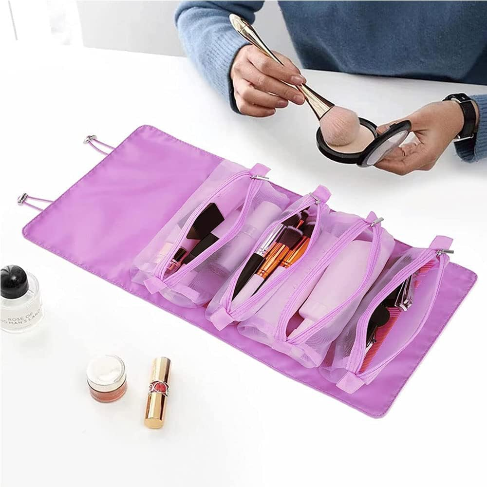 Roll up Makeup Bag Cosmetic Bag,Roll up Makeup Bag Toiletry Bag,Roll up Make up Storage Organizer,Roll up Makeup Toiletry Bag,Roll up Travel Cosmetic Makeup Toiletry Bag,Foldable Travel Toiletry Bag