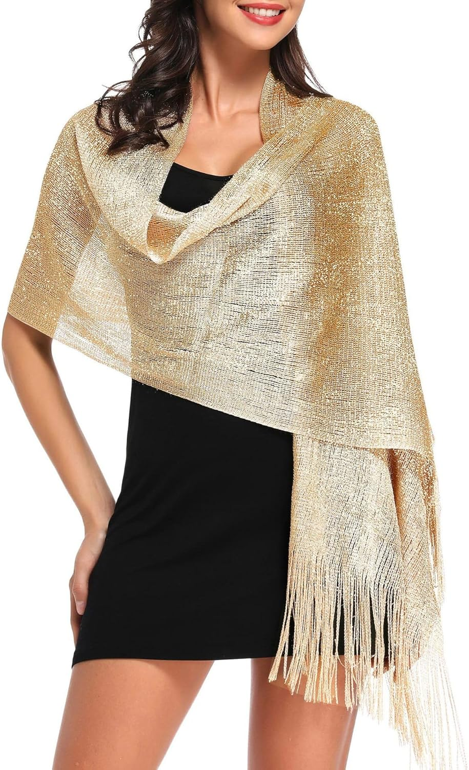 Holiday Banquet Evening Gown Accessories Metalic Shawls and Wraps for Evening Dresses image number 4