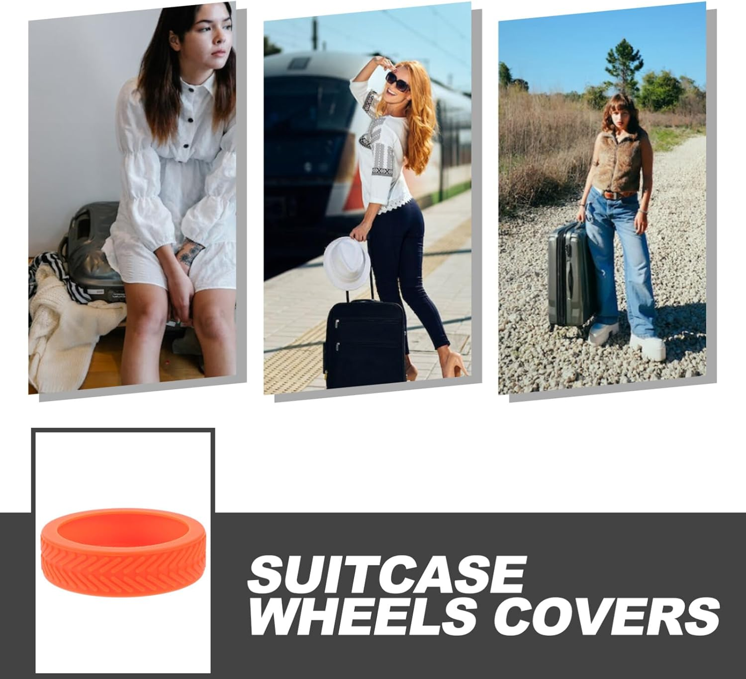 Healvian 8Pcs Luggage Wheel Protector Rubber Suitcase Wheel Travel Caster Protectors for Noise Reduction Floor Compatible Suitcases image number 5