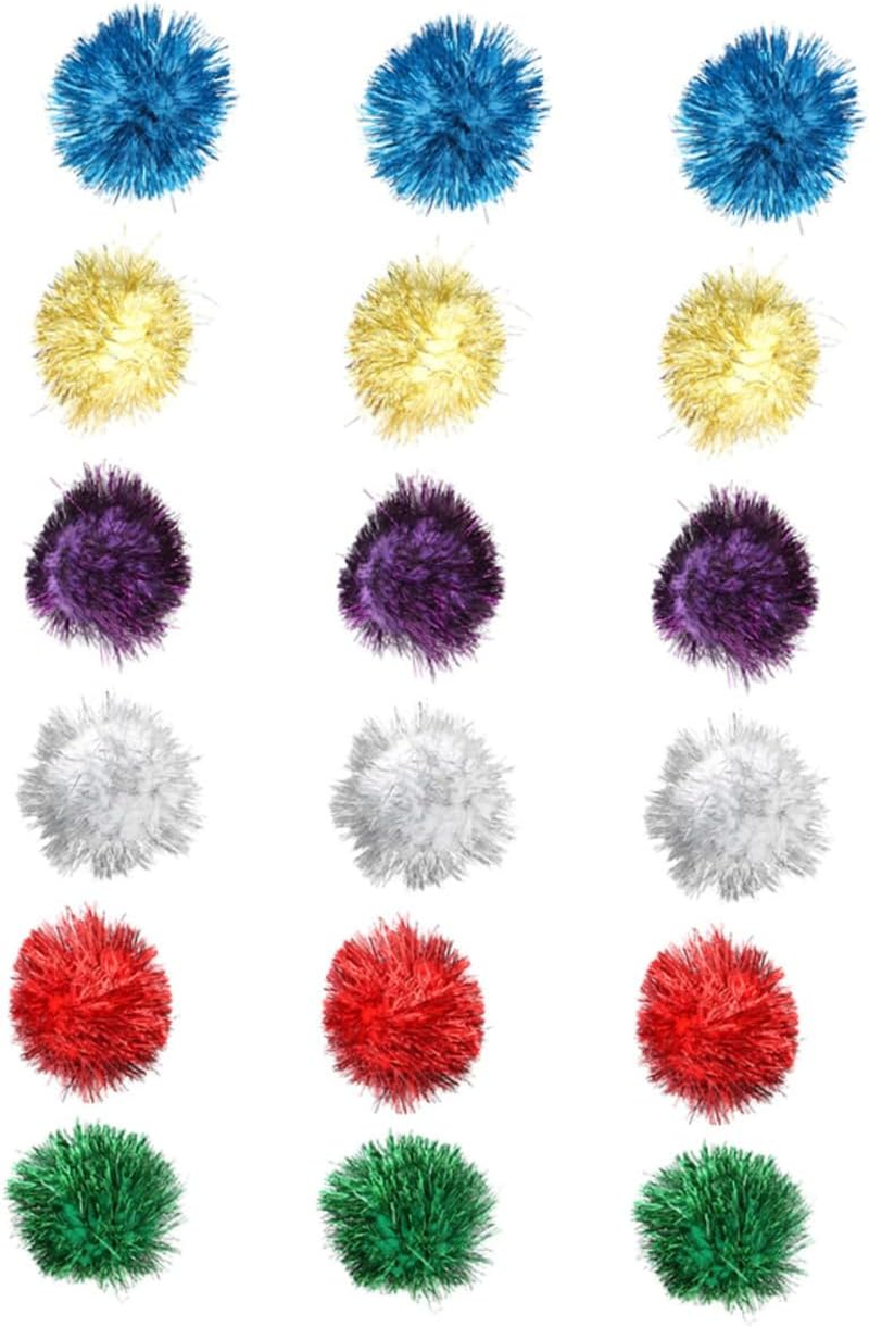 ANDRESLAD 18Pcs Cat Pom Balls Tinsel Pom Bite-Resistant Pet Ball Toy 5Cm for Cat Play and Teasing Interactive Indoor Toys Random Color image number 3