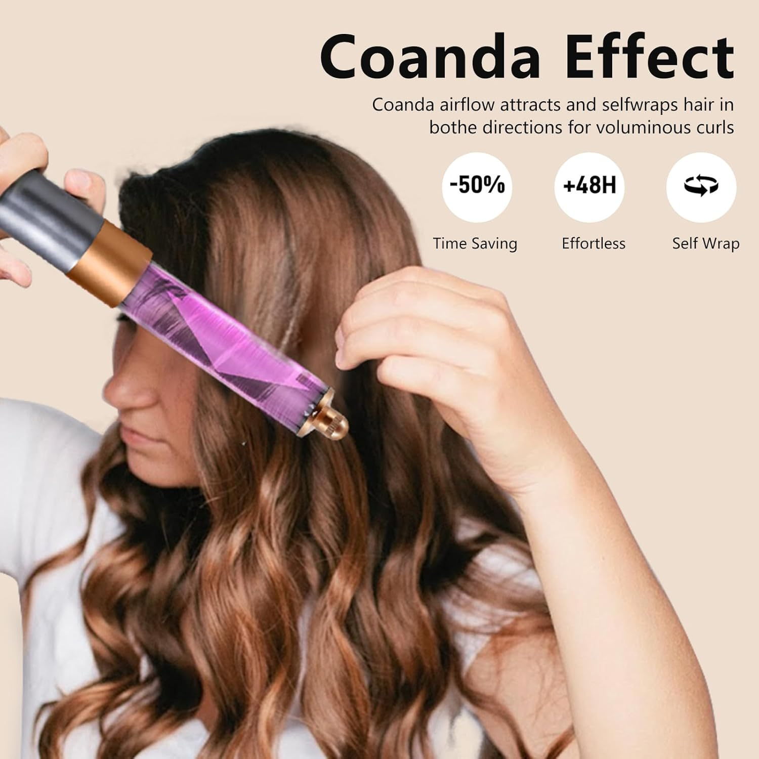 40Mm/1.6Inch Long Curling Barrels Attachments for Dyson Airwrap Styler, Hair Curl Barrels Replacement Parts,Gold image number 6