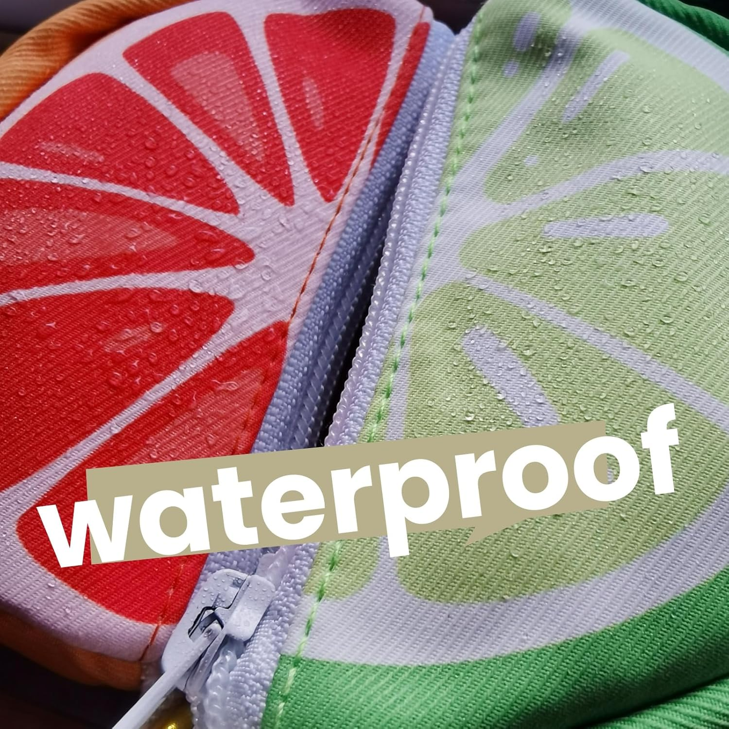 Grapefruit Design Waterproof Waste Bag Dispenser with Zipper, Portable Dog Poop Bag Holder with 15 Bags (Grapefruit Pink) - Lime Green image number 7