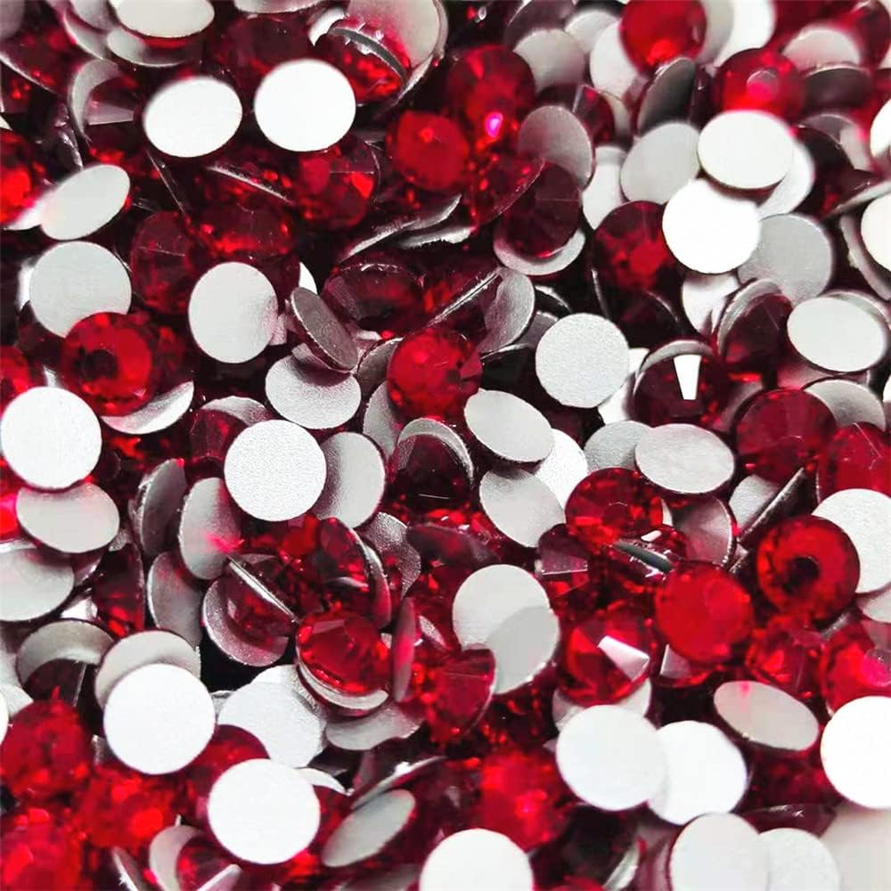 Pack of 2000 Flat Back Gems round Crystal Rhinestones 6 Sizes 1.5-6 Mm with Pick up Tweezers and Rhinestone Picking Pen for Craft Nail Clothing Shoes (Red) - Champagner image number 4