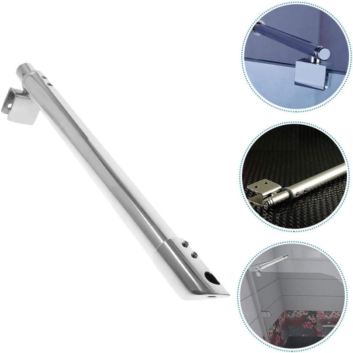 COOLHIYA 304 Stainless Steel Shower Glass Panel Support Rod 358Mm Double-Headed Bracket for Frameless Shower Doors Easy Installation Hardware for Bathroom image number 1