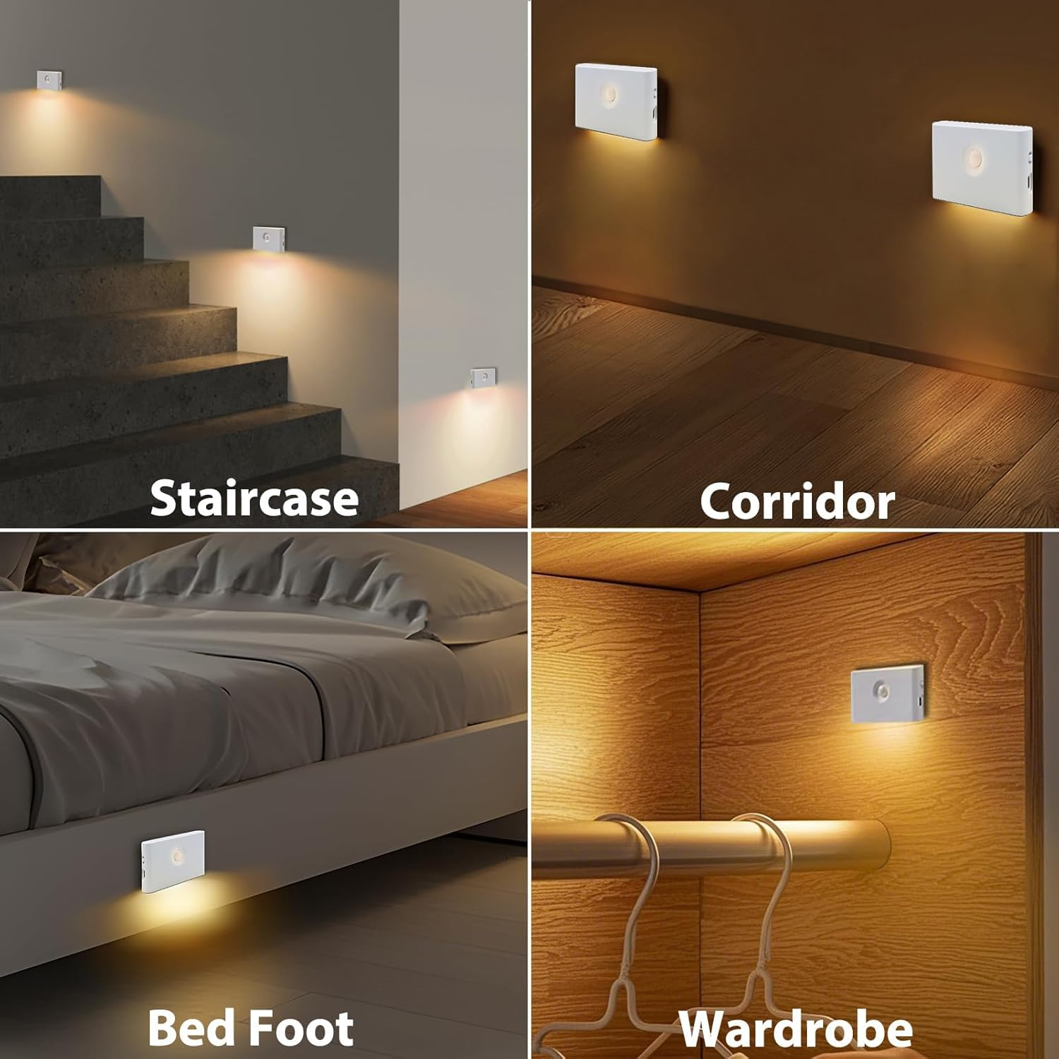 Arotelicht Motion Sensor Night Light, 6Pack Rechargeable LED Night Light Battery Powered, Magnetic Closet Light 3 Modes Auto/On/Off, Warm White Stick on Wall Light for Stair Hallway Bedroom Cabinet image number 1