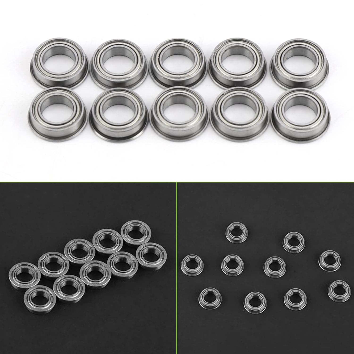 Flanged Ball Bearings,10Pcs MF106ZZ Stainless Steel Mini Metal Shielded Flanged Ball Bearings 6X10X3Mm,Low Friction, High Rigidity,High Rotation Speed image number 1