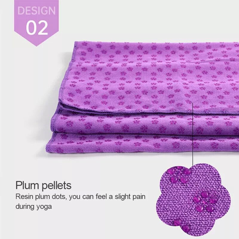 Non-Slip Yoga Towel Mat Fitness Gym Microfiber Blanket, Super Absorbent, 72"X25" - Light Purple image number 7