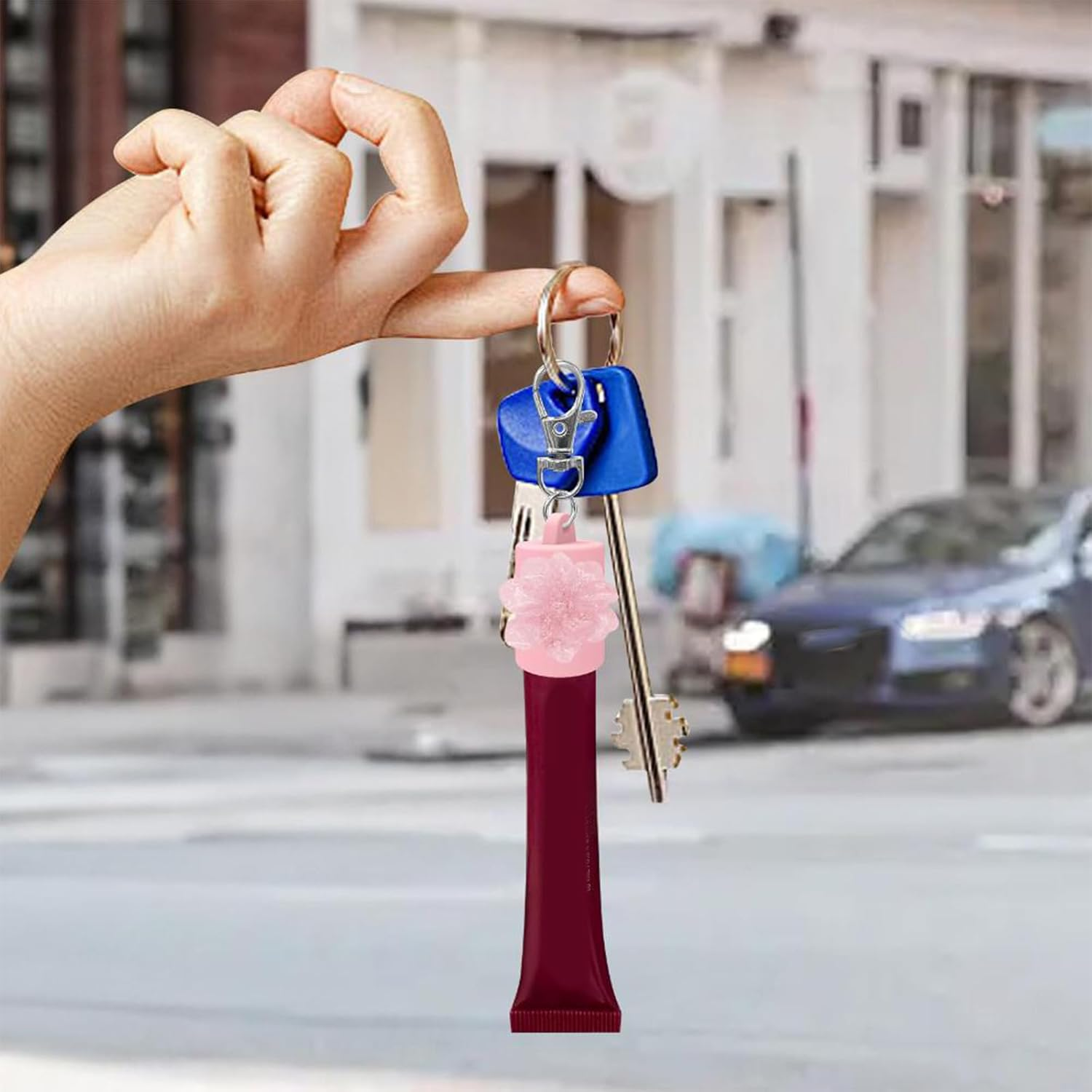 Portable Silicone Lip Gloss Key Holder Cap Leak Proof Design Travel Friendly Cosmetic Container Travel Touch up Atomizer Key Holder - Purple image number 2