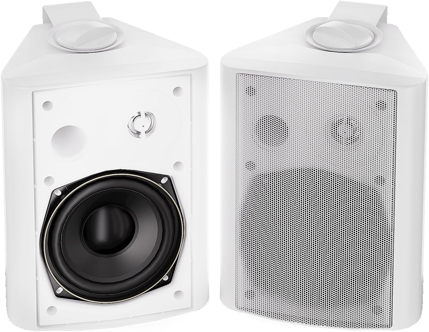 Herdio 5.25 Inches 300 Watts Indoor Outdoor Patio Speakers with Superior Stereo Dome Tweeter All Weather Wired Wall Mount System Compatible with Bluetooth(White) image number 1