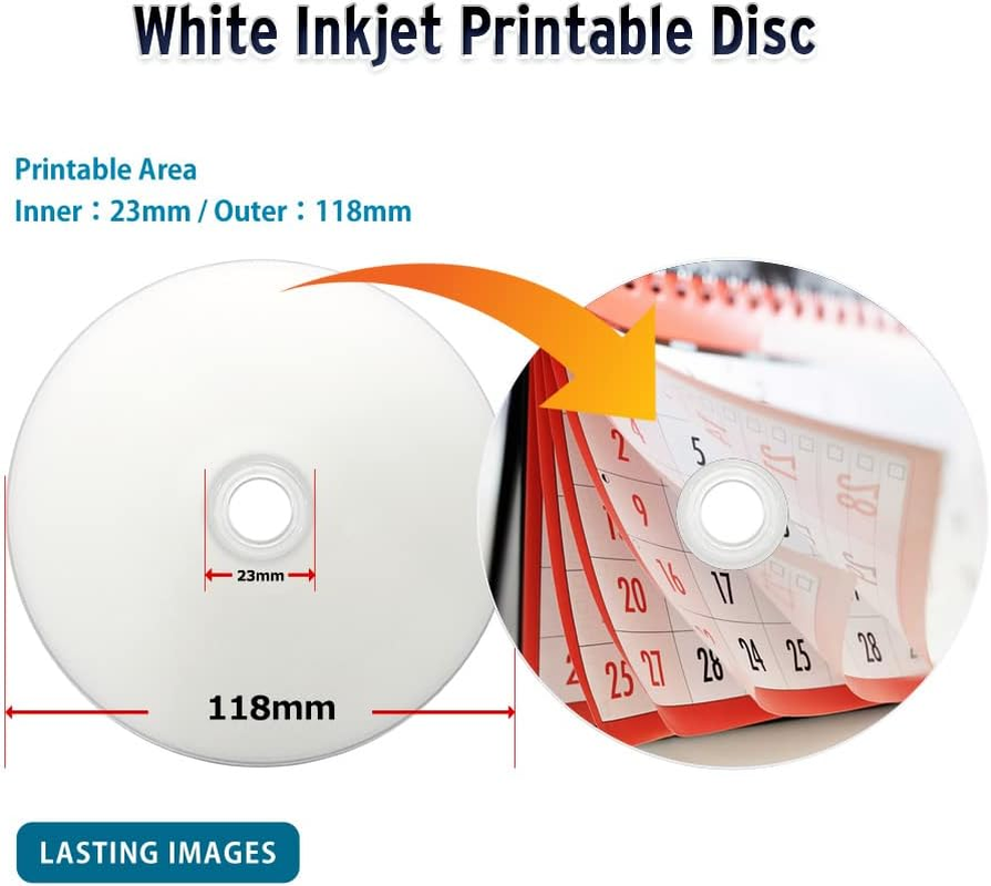 Optical Quantum 6X 50GB BD-R DL White Inkjet Printable Blu-Ray Double Layer Recordable Media, 50-Disc Spindle image number 2