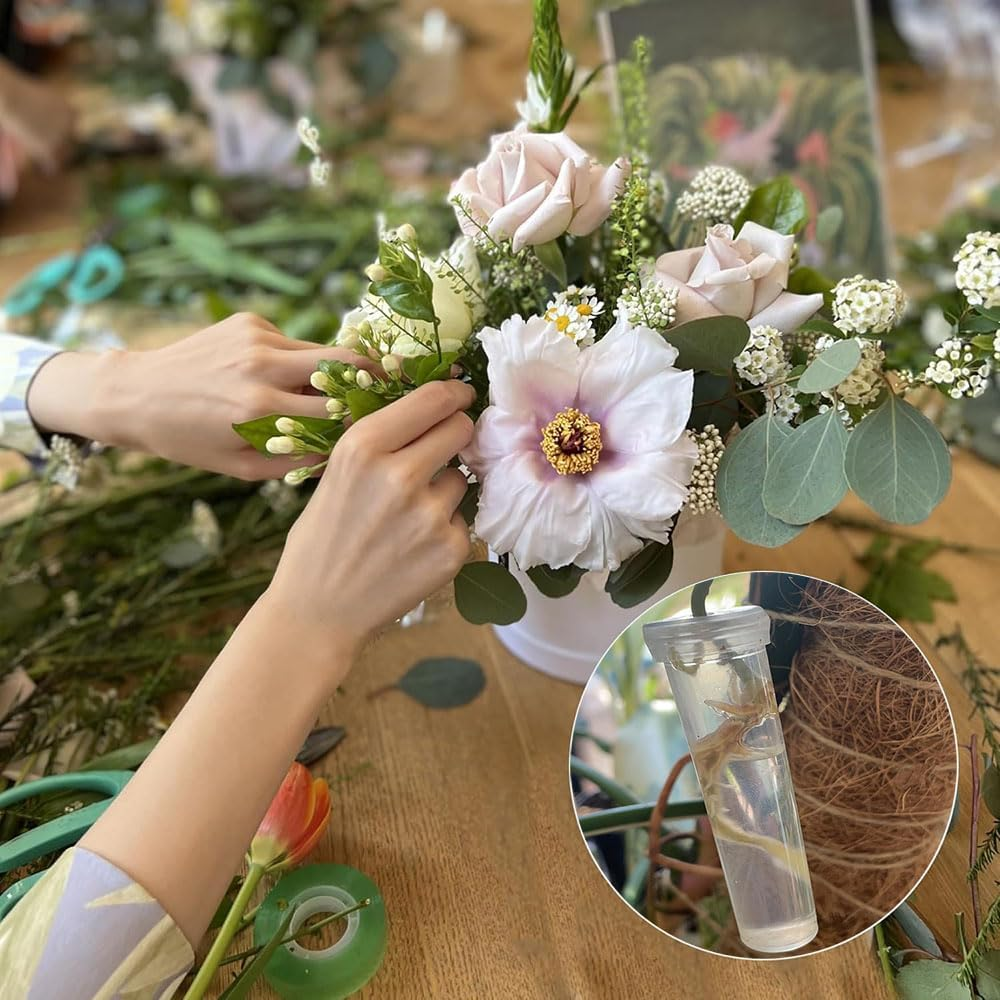 50 Pcs Floral Water Tubes, Leak-Proof Flower Stem Holders for Wedding Centerpieces, Home Decor, Artificial Arrangements - 72Mm Reusable Tubes image number 3