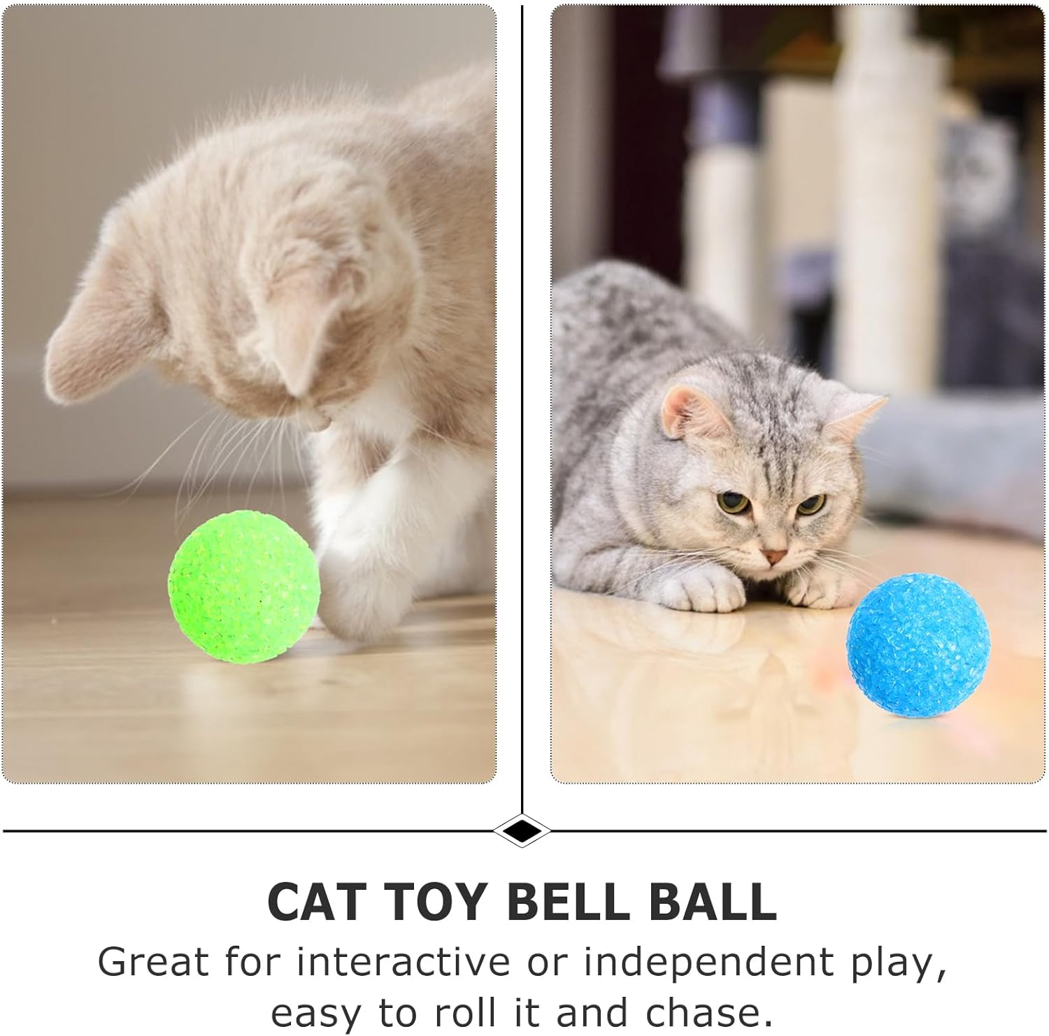 ULTECHNOVO 6 Pieces Busy Game Play Funny Assorted Ball Colour Plastic Pet Your Holds for Bells Random with Cat Exercise a and Bell Toy Toy Kitten image number 1