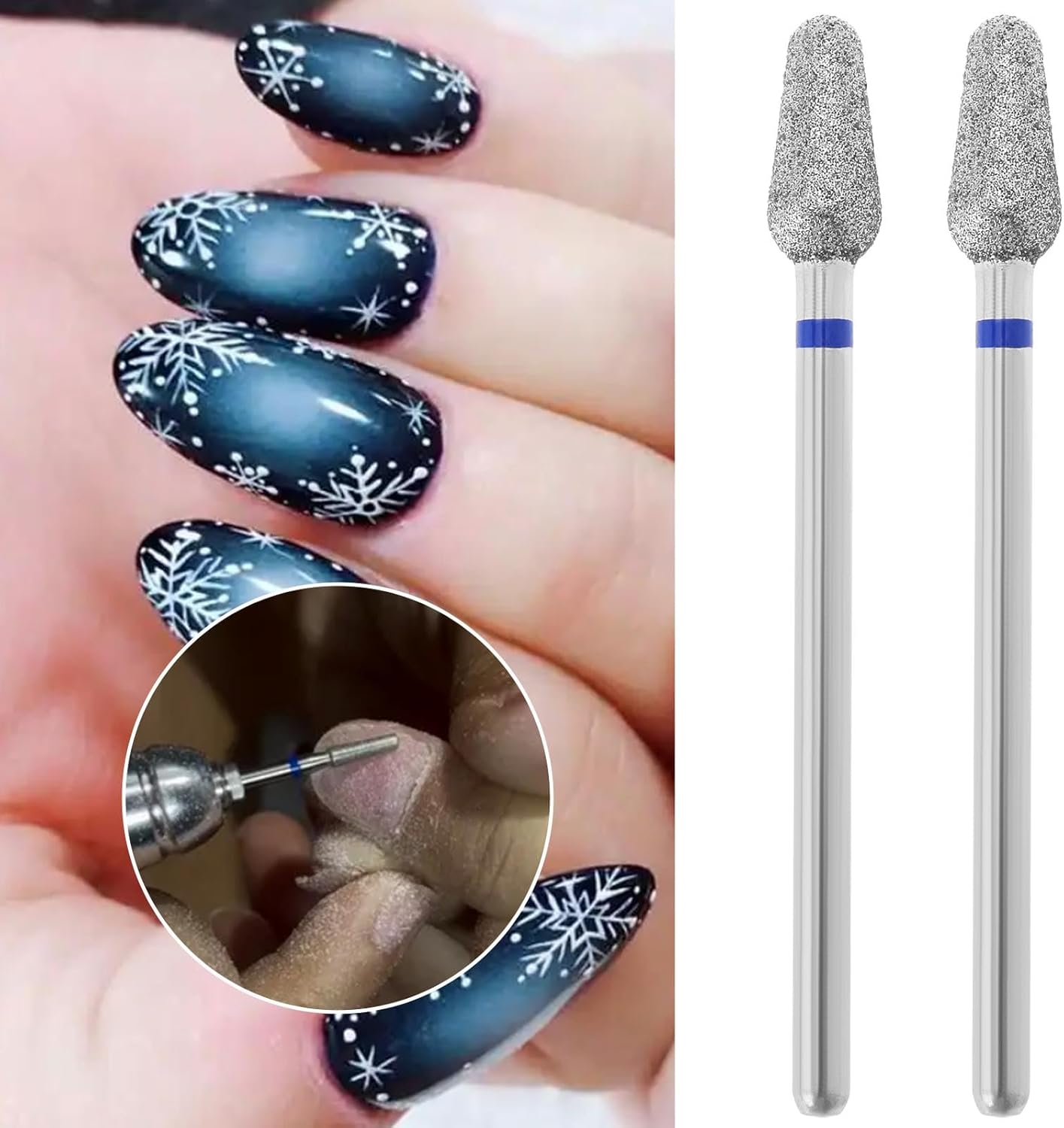 Be in Your Mind 2Pcs Diamond Nail Drill Bit 3/32 Inch Shank Efile Bit 0.09 Inch 2.35Mm Medium Size Shank Pro Electric Nail Bit for Nail Studio Manicure,Cuticle Work and Nail Art image number 6