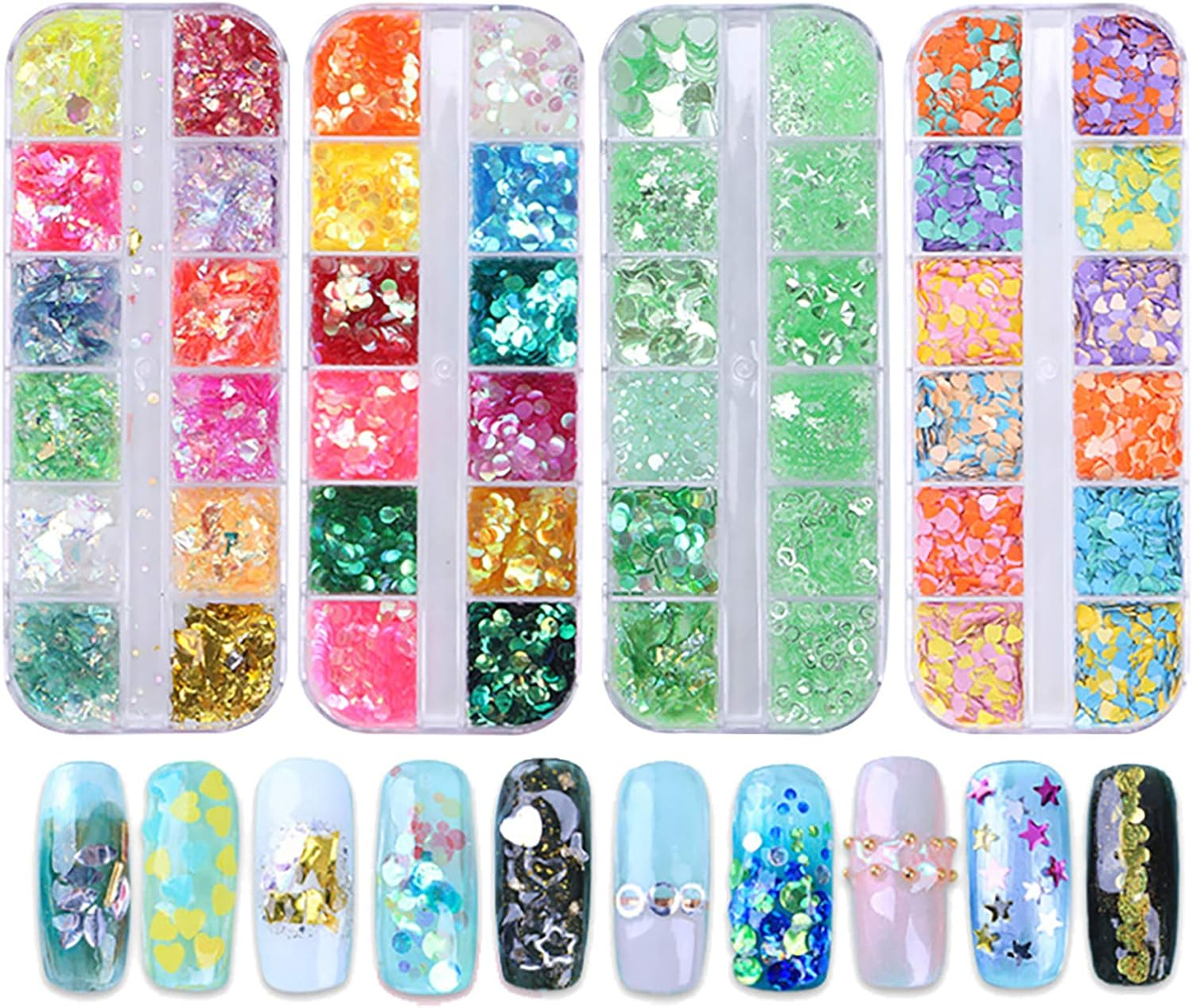 2 Boxes Decals Decoration Holographic Nail Sequins Nail Art Stickers Decals image number 1