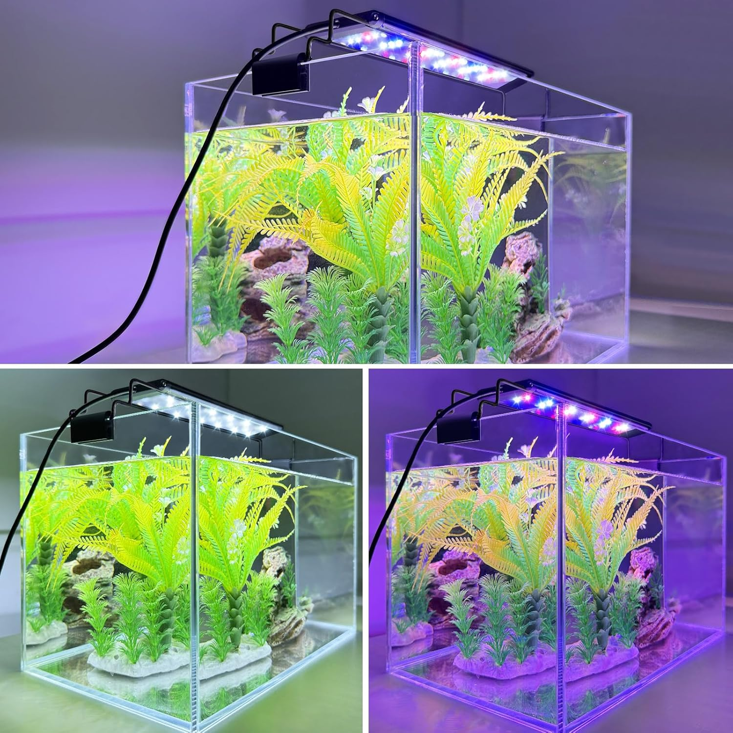 USB Mini Aquarium LED Light, Full Spectrum Aquarium Light with Extendable Brackets, Adjustable Aquarium Plant Light with External Controller, for Freshwater Tank (21-33CM) image number 2