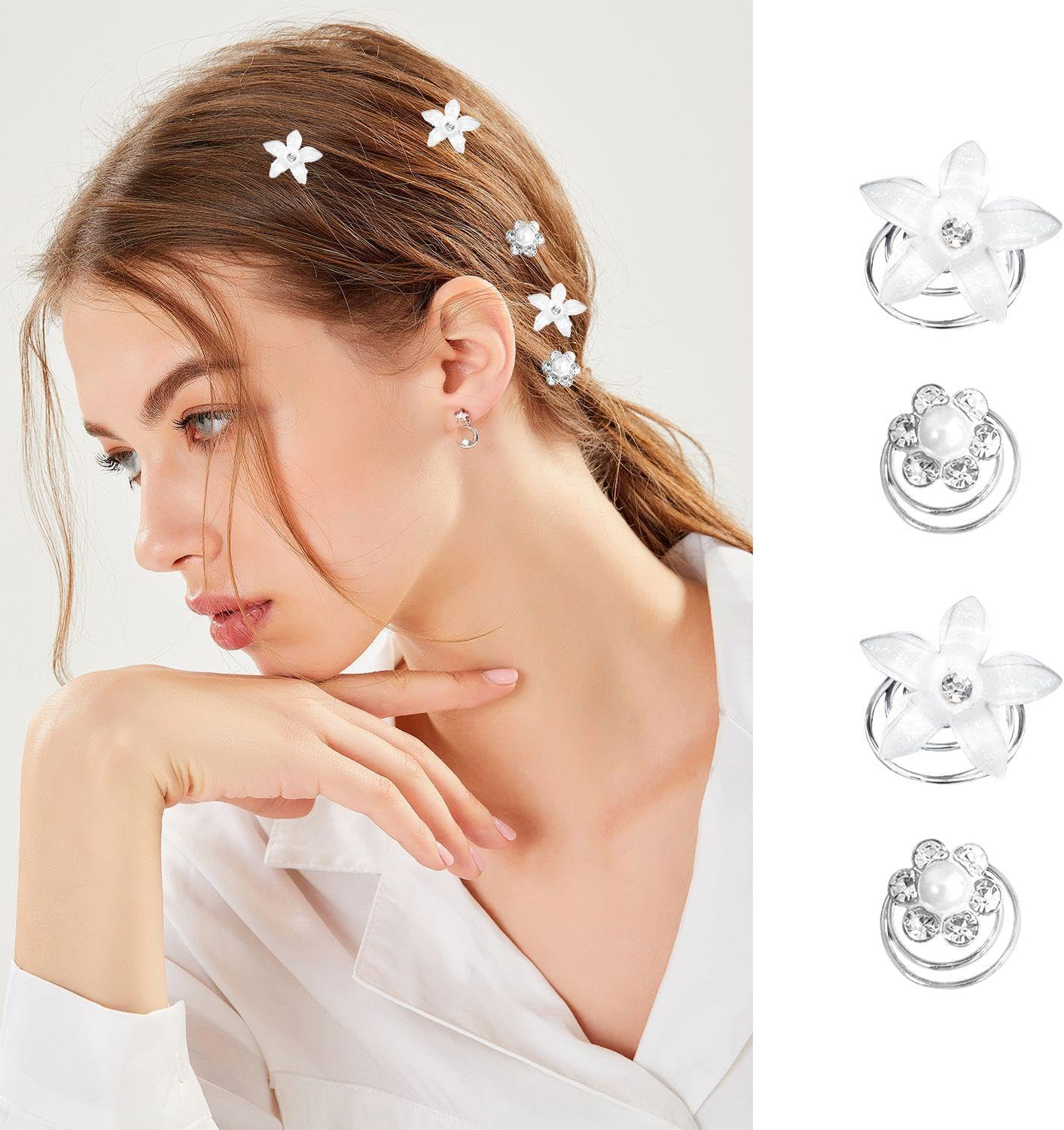 Pack of 20 Flower Hair Pins, Spring Hair Pins, Elee and Simple Hair Accessories, Hairstyle Decorations.