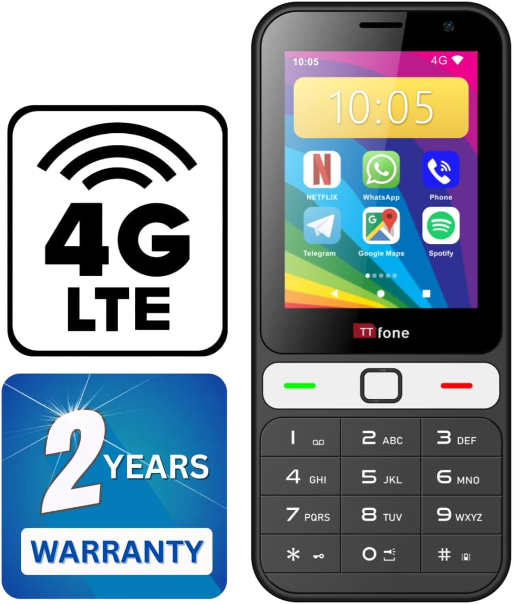 Ttfone TT280 - Phone 4G Dual SIM Single with Android, 2.8 Inch Touchscreen, Keyboard, 2MP Camera, USB-C - Mobile Phone Unlocked, Easy to Use (With USB Cable) image number 6