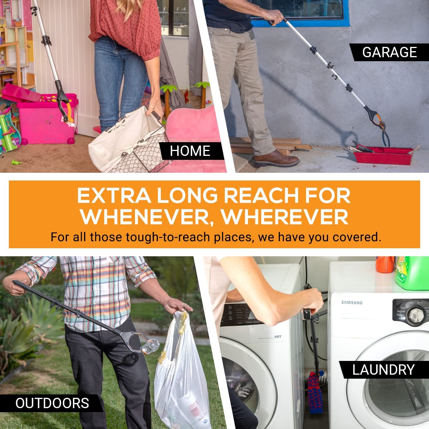 EZPIK Classic 100 Cm Flexible Folding Grabber Tool for Elderly + Magnets, Reacher for Disabled & Seniors Heavy Duty Rotating Grippers for Reaching Underneath, Trash Grabbers & Pickers for Mobility image number 6