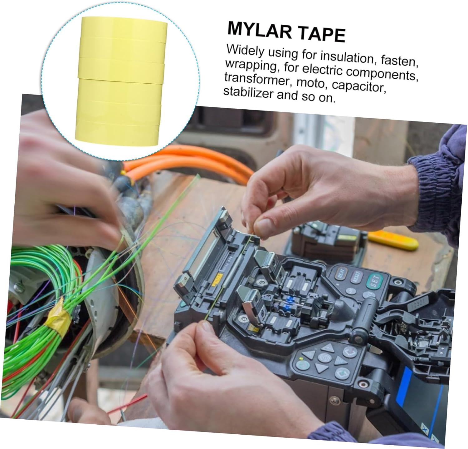 6Pcs Pet Insulation Tape Long Abrasion Moisture Resistant Electrical Tape for High-Voltage Cable Random Color image number 5