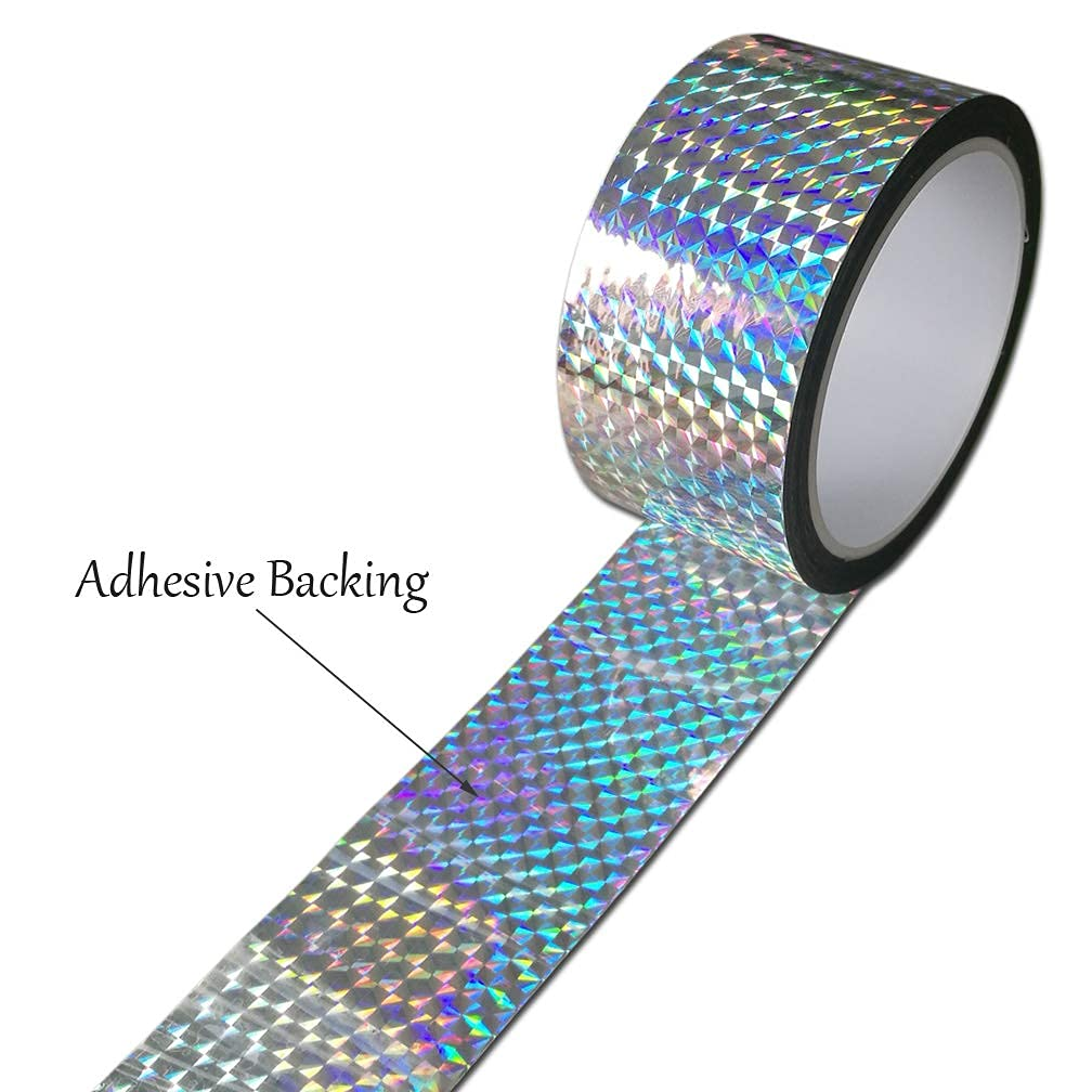 Reflective Tape 2 Inches X 164 Feet Roll, Self-Adhesive Holographic PET Tape for Bird Deterrent, Packing, Crafts, DIY Art & Decoration &ndash; SZTTY image number 2