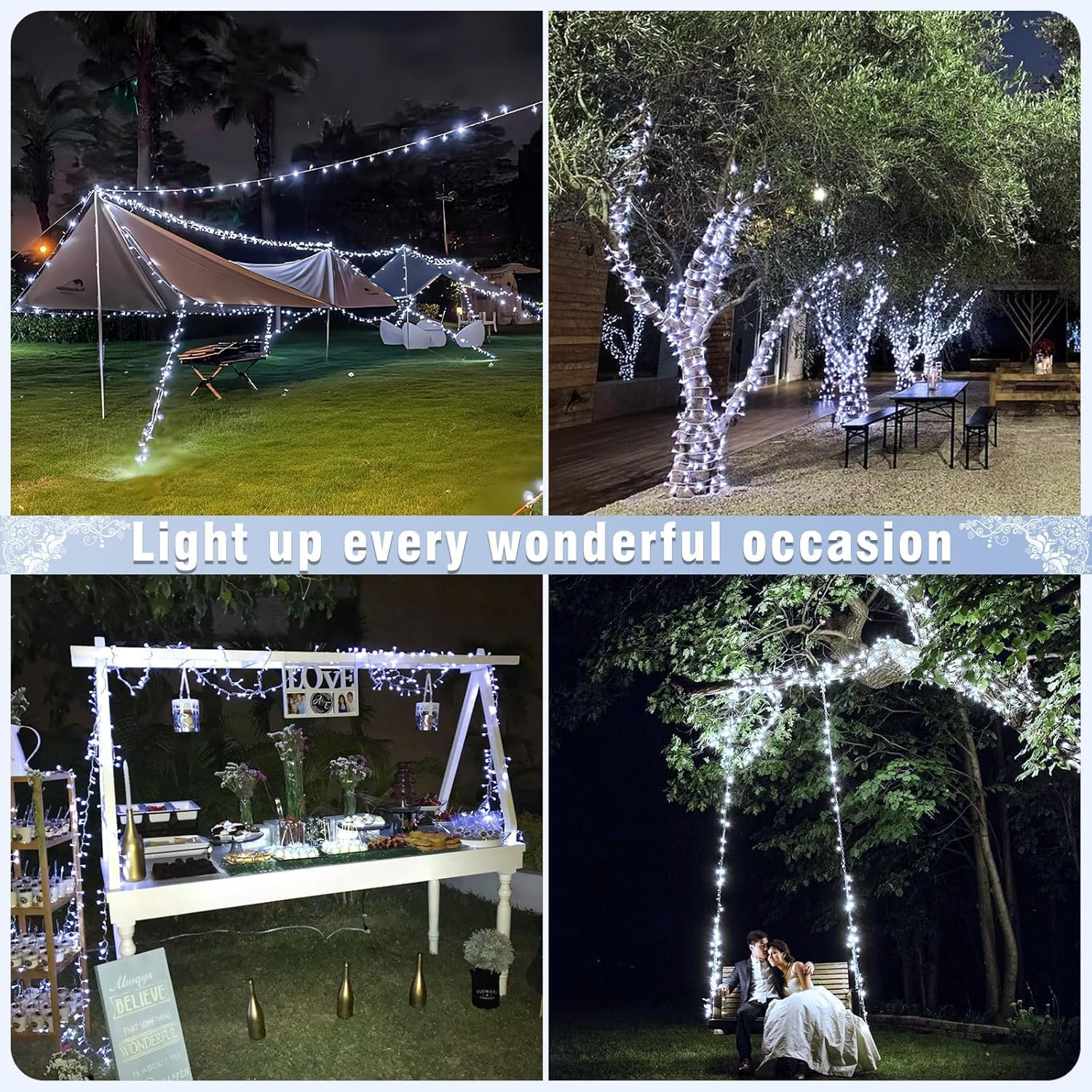 100Ft 300 LED White Christmas Lights Indoor Bedroom, Connectable White String Lights Outdoor Clear Wire, 8 Modes Twinkle String Lights Plug in for Room Tree Wedding Christmas Decoration image number 4