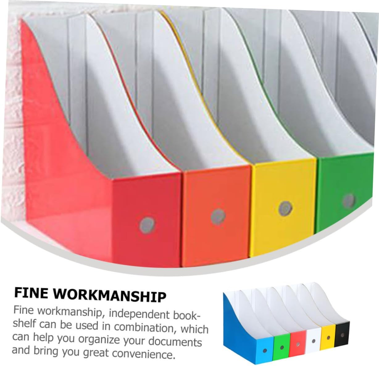 TEHAUX 6-Color Paper File Document Organizer Rack with Opp Bag, Desktop File Holder for Student Desk, Office Magazine Storage Box with Stickers, Document Folder Storage System image number 2