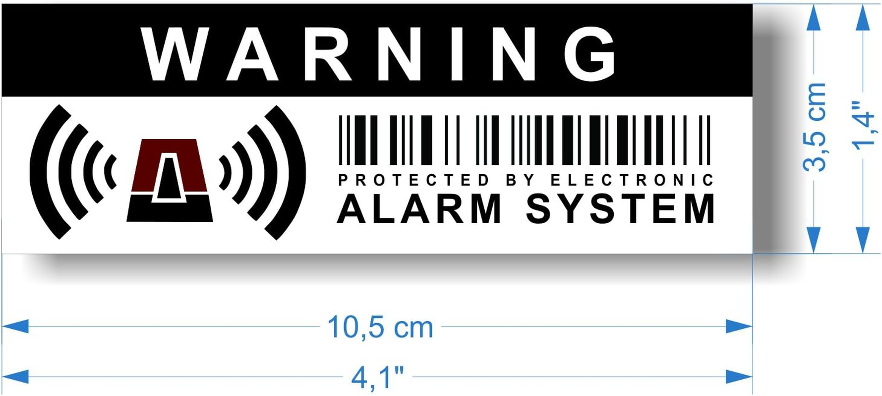 12 X Security Alarm Warning Sign Stickers - for Internal and External Use - Protection for Home, Car. - Weatherproof - Size: 4,1 X 1,4 in - Warning - Protected by Electronic Alarm System image number 2