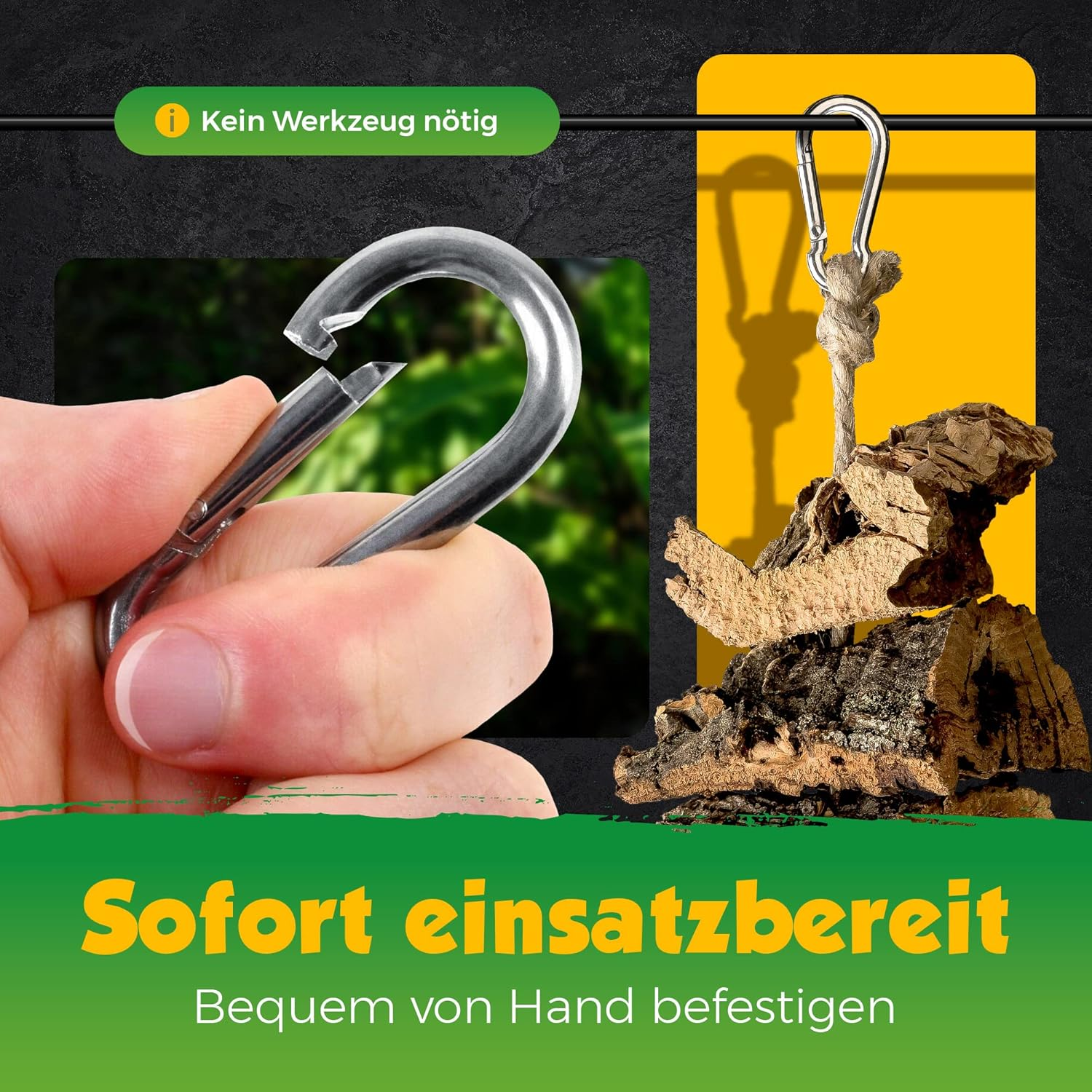 Bird Swing for Nibbling Made of Cork Bark 40 Cm Toy for Birds Natural Material Cork image number 4