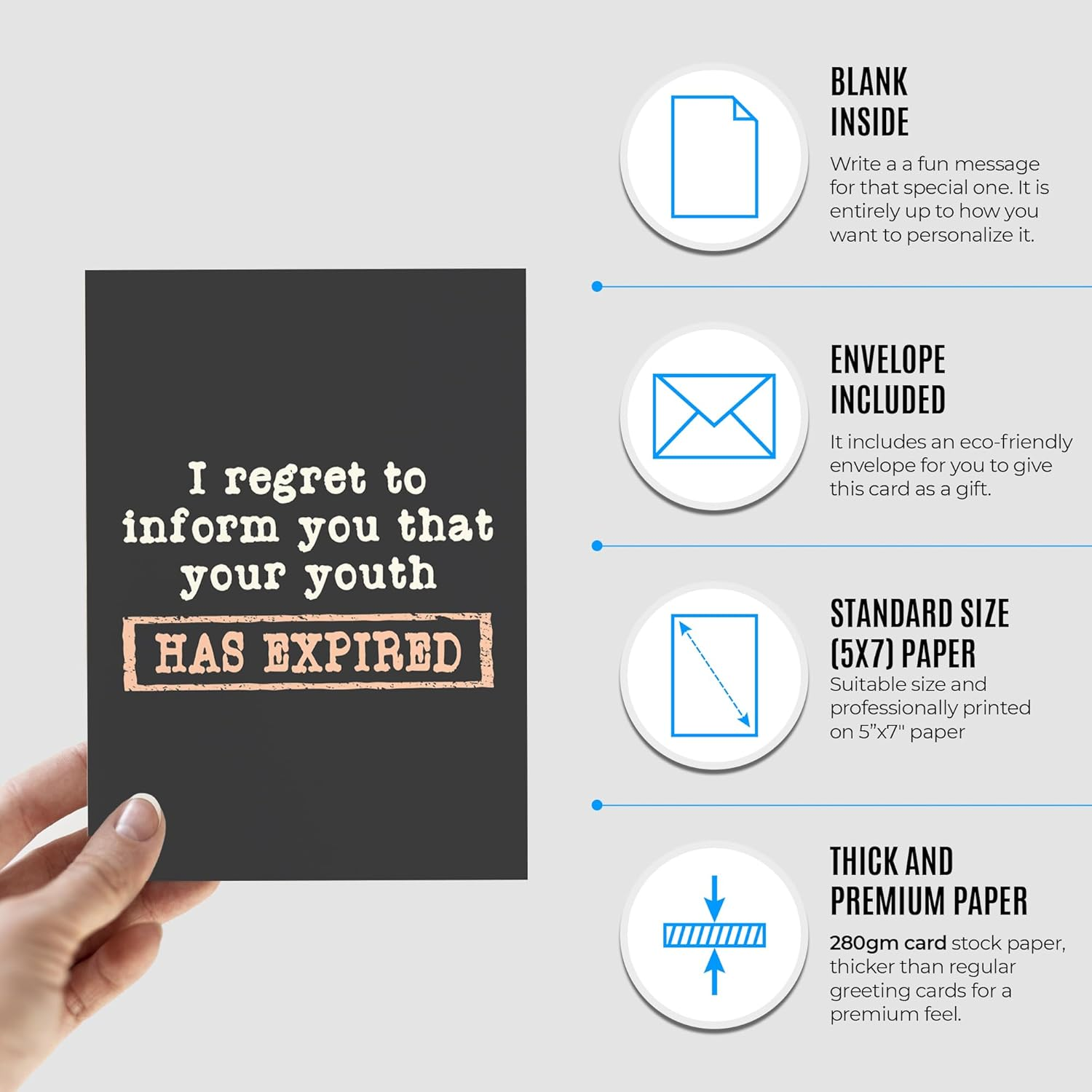 Funny Birthday Cards for Women, Men - Happy Birthday Card - Sister Birthday Card - Brother Birthday Card - 30Th, 40Th, 50Th, 60Th, 70Th, 80Th, 90Th Birthday Card - Birthday Card for Him, Her - Expired image number 5