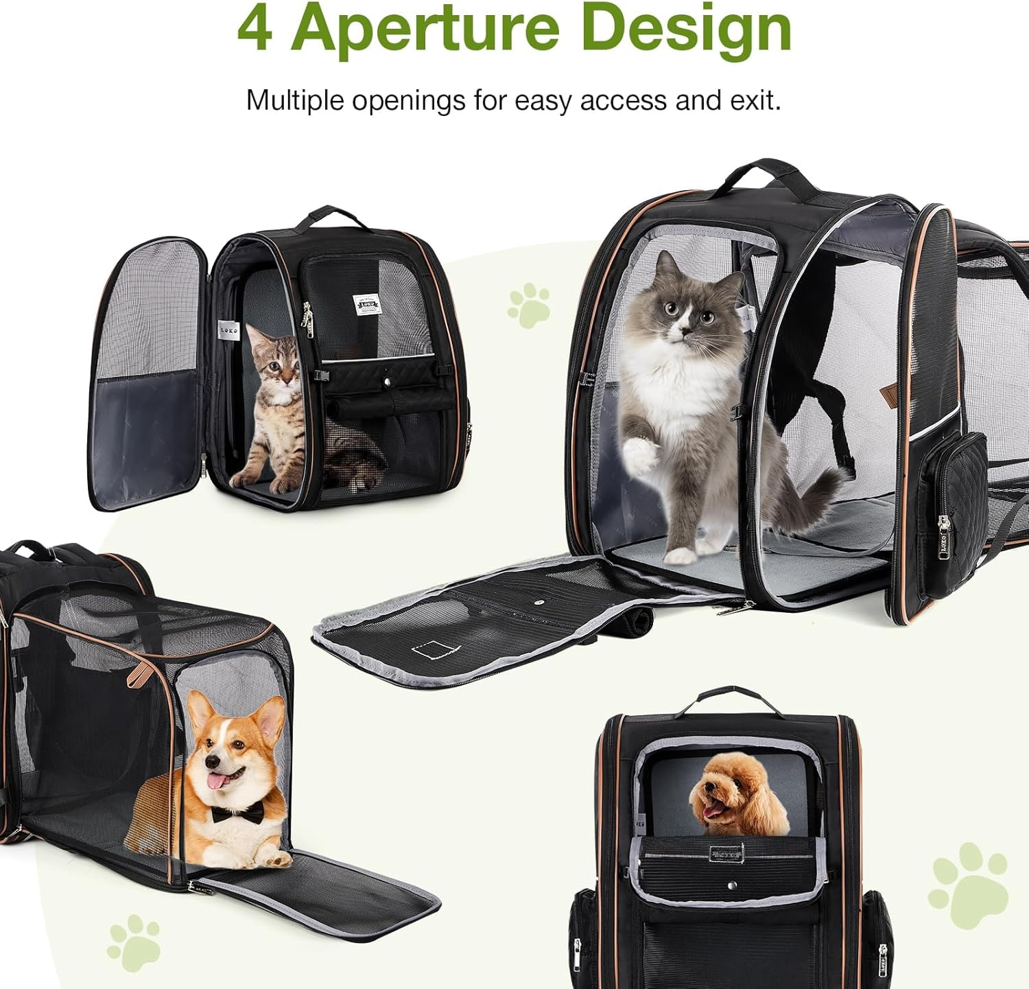 Lekespring Expandable Cat Backpack Dog Backpack for Cats Dogs up to 8 Kg, Large Cat Backpack Foldable Pet Backpack, Black image number 6
