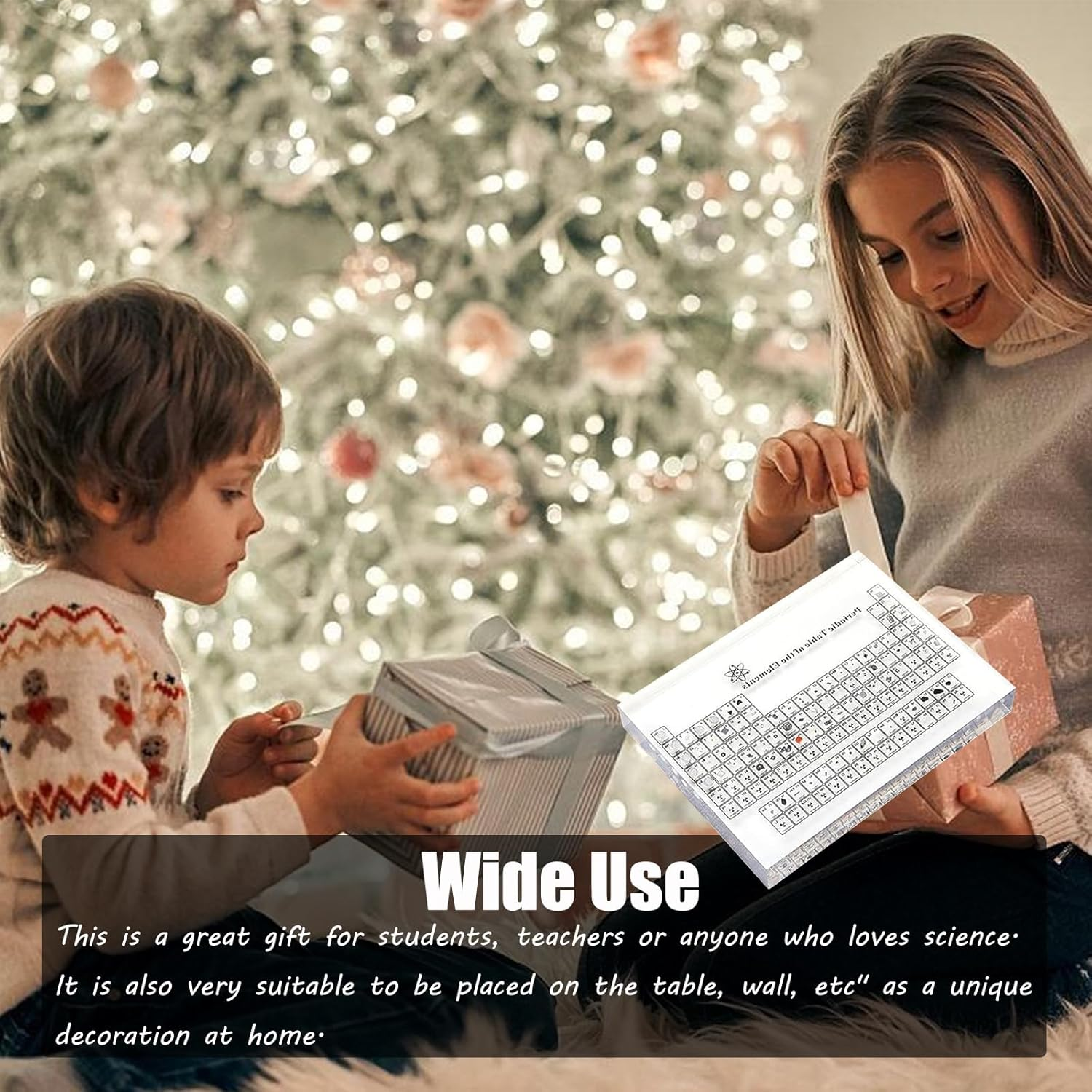 Periodic Table with Real Elements Inside, Acrylic Periodic Table,Acrylic Chemical Periodic Table Display with 83 Samples, Chemistry Gifts for Kids Adults Teacher