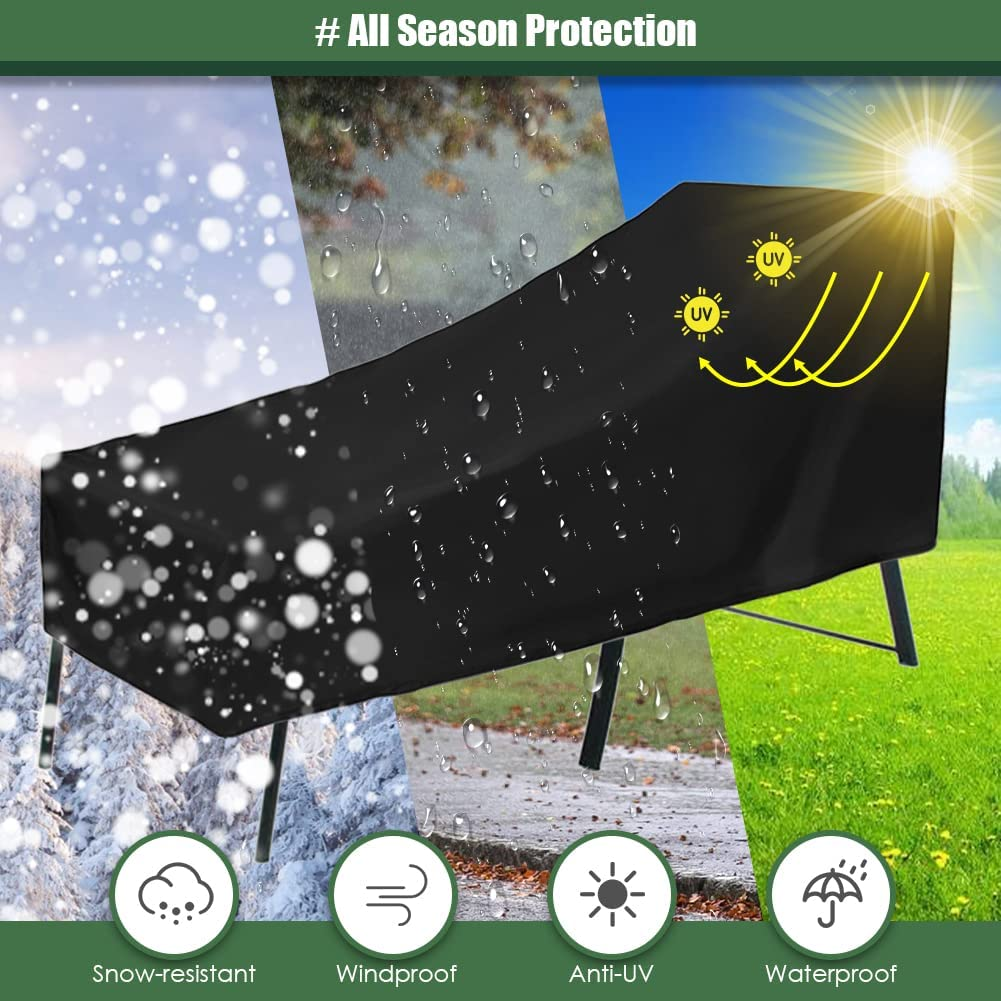 Chaise Lounge Cover Outdoor Waterproof Heavy Duty Lounge Chair Cover with Windproof Elastic Hem Indoor Extra Large Anti-Uv Chaise Lounge Cover Patio Garden Furniture All Season Protection (1) image number 1