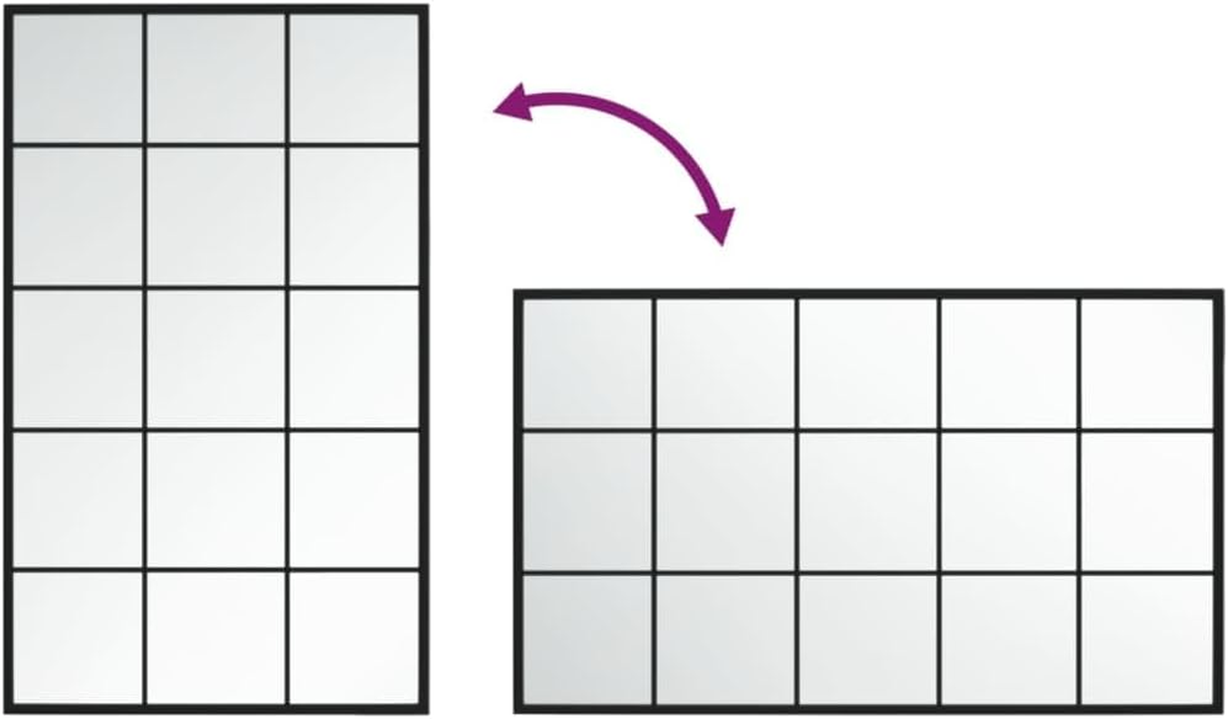 Vidaxl Wall Mirror, Black, 100X60Cm, Metal and Glass, Indoor Home Living Room Bathroom Bedroom, Vanity Makeup, Wall-Mounted, with Mounting Hooks image number 3