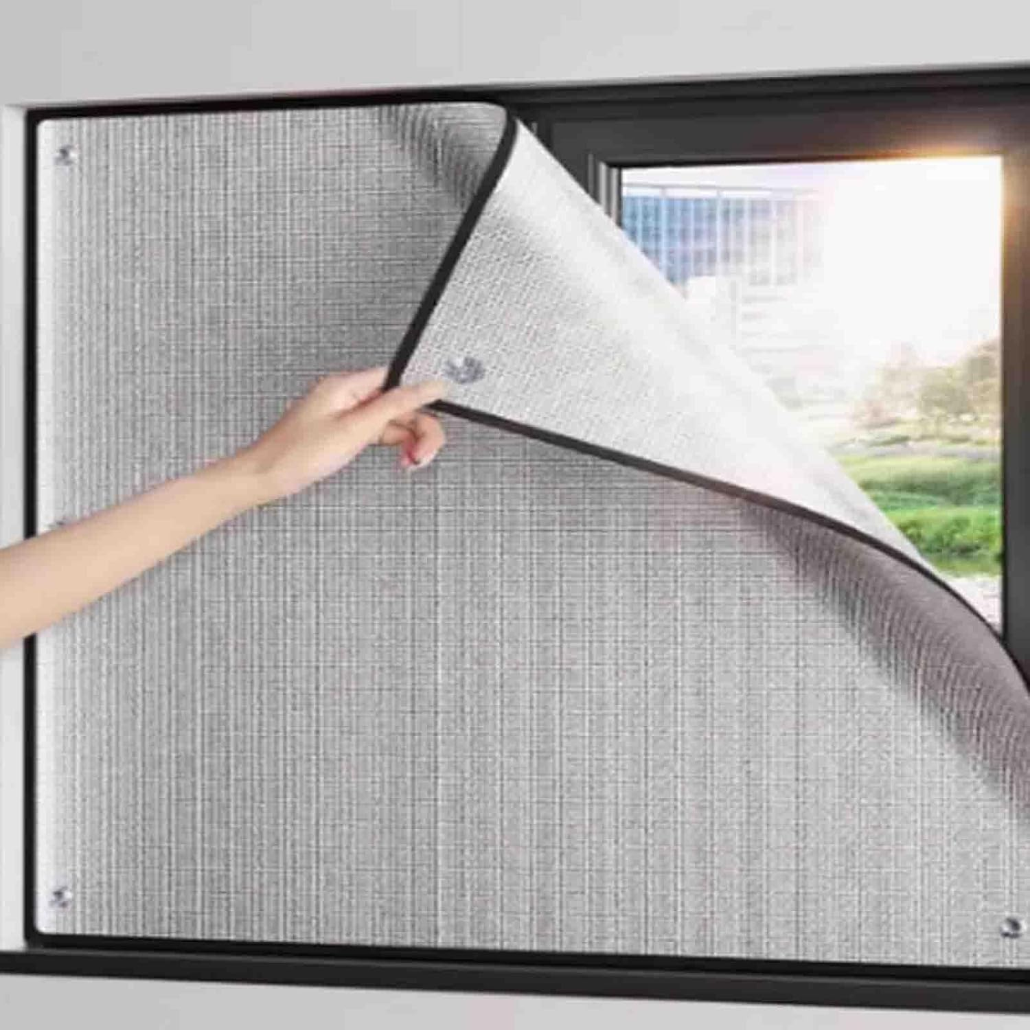 Thermal Insulation Reflective Film, with Suction Cup, Window Heat Reflector, for Home Office Garage Sunroom, Can Be Customized(Gray,140X100Cm/55.1X39.4In) image number 1