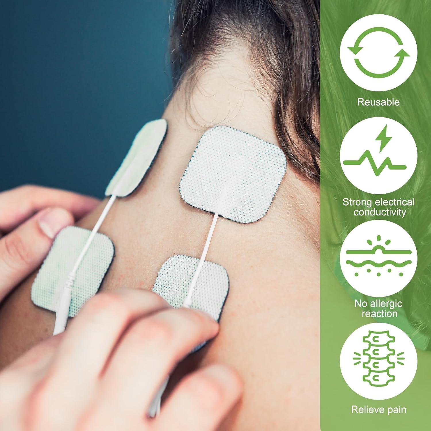 12 Pcs TENS Machine Pads & TENS Pads - Premium Self-Adhesive Unit Replacement Pads, Electrode Gel Pads for Pain Relief, 5X5Cm, Reusable & Long-Lasting, Compatible with Most TENS Massagers (White) image number 3