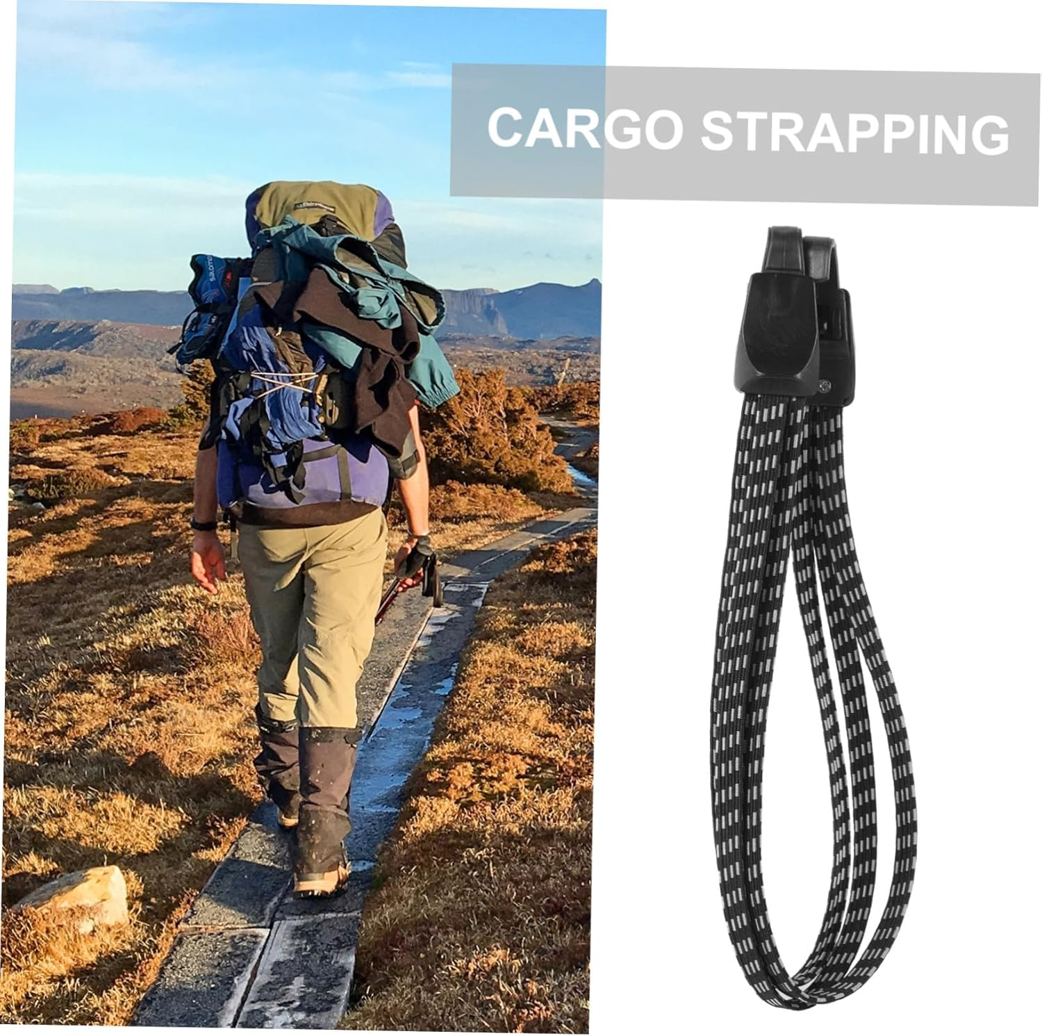 VERDANVERSE Elastic Bike Luggage Bungee Strap with Hooks Outdoor Cargo and Motorcycle Tie-Down Belt Quick Release Fixed Rope for Travel Trunk Flower Basket and Bike Storage Black image number 1