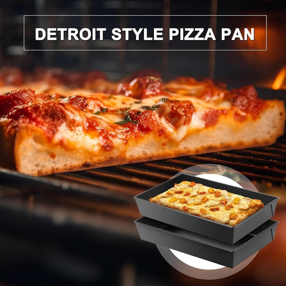 Ysyaxsyt 3 Pack of Detroit Style Hard Rectangular Non-Stick Pizza Pans Dish Pre-Seasoned Bakeware image number 5