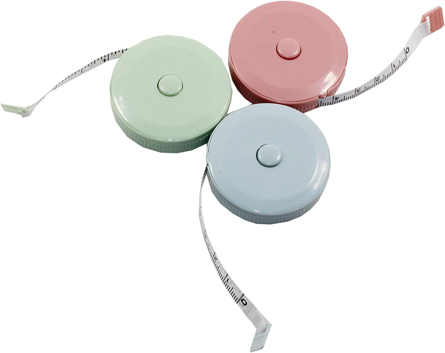3 Pieces Retractable Measuring Tape, Betterjonny 1.5 Meter 60 Inch Medical Body Measurement Soft Tape Measure Tailor Sewing Craft Cloth Dieting Measuring Ruler image number 5