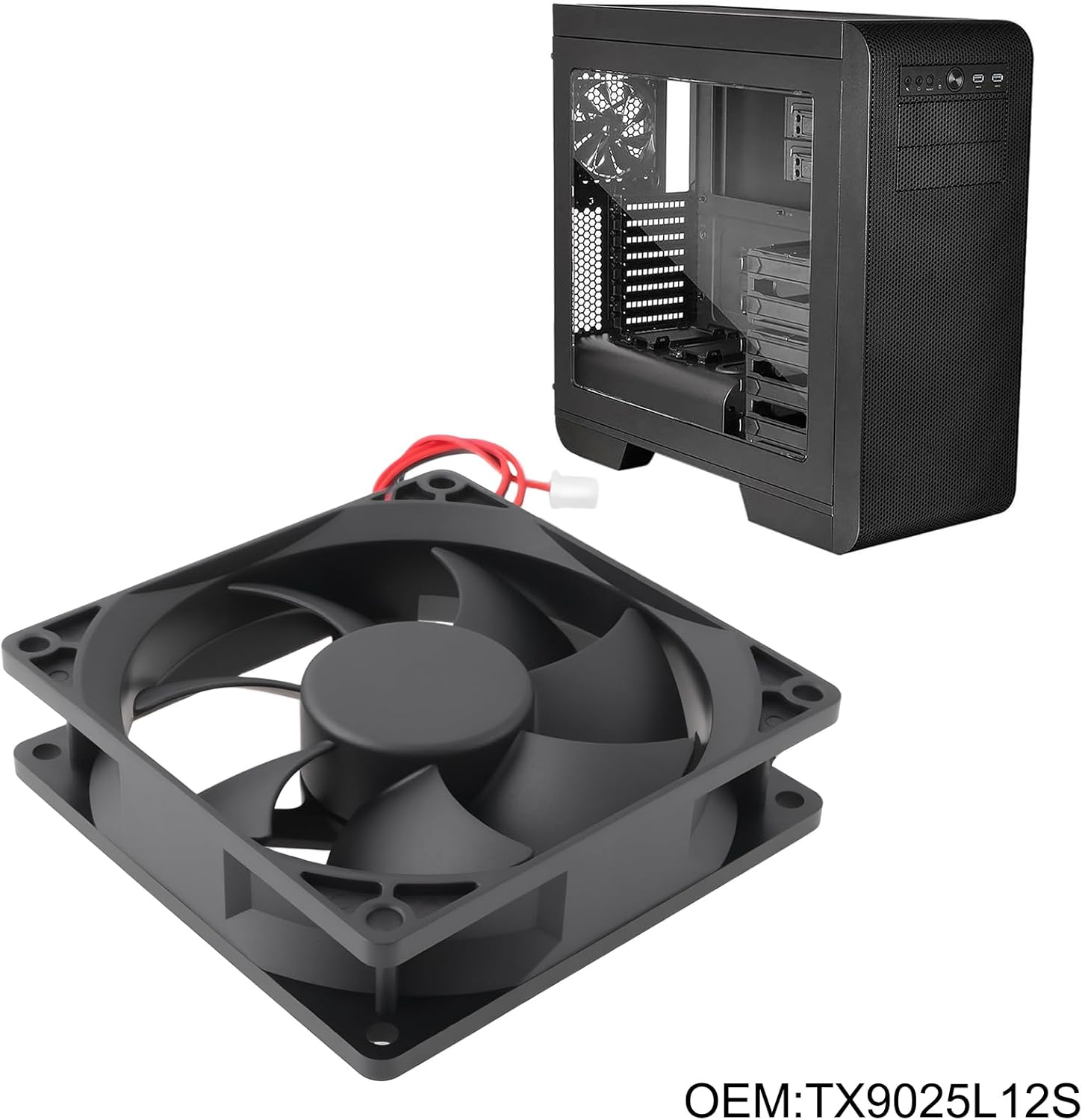 SING F LTD 2Pcs DC12V 0.16A 2Pin Cooling Fan Replacement Part TX9025L12S Compatible with Tianxuan Computer Case image number 3