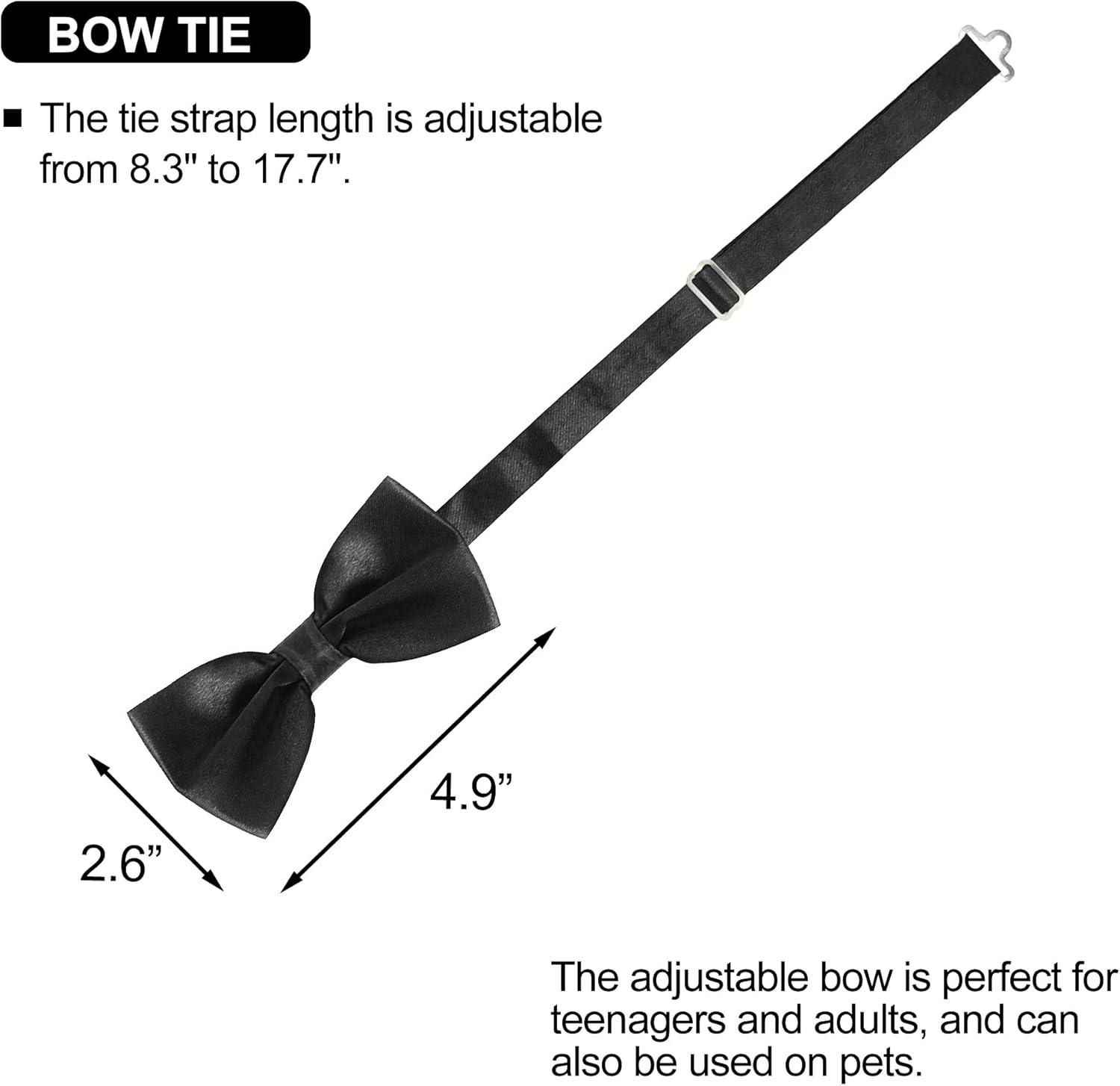 Medsuo Adjustable Bowtie, Men Bowtiepre-Tied Bow Tie for Parties image number 4