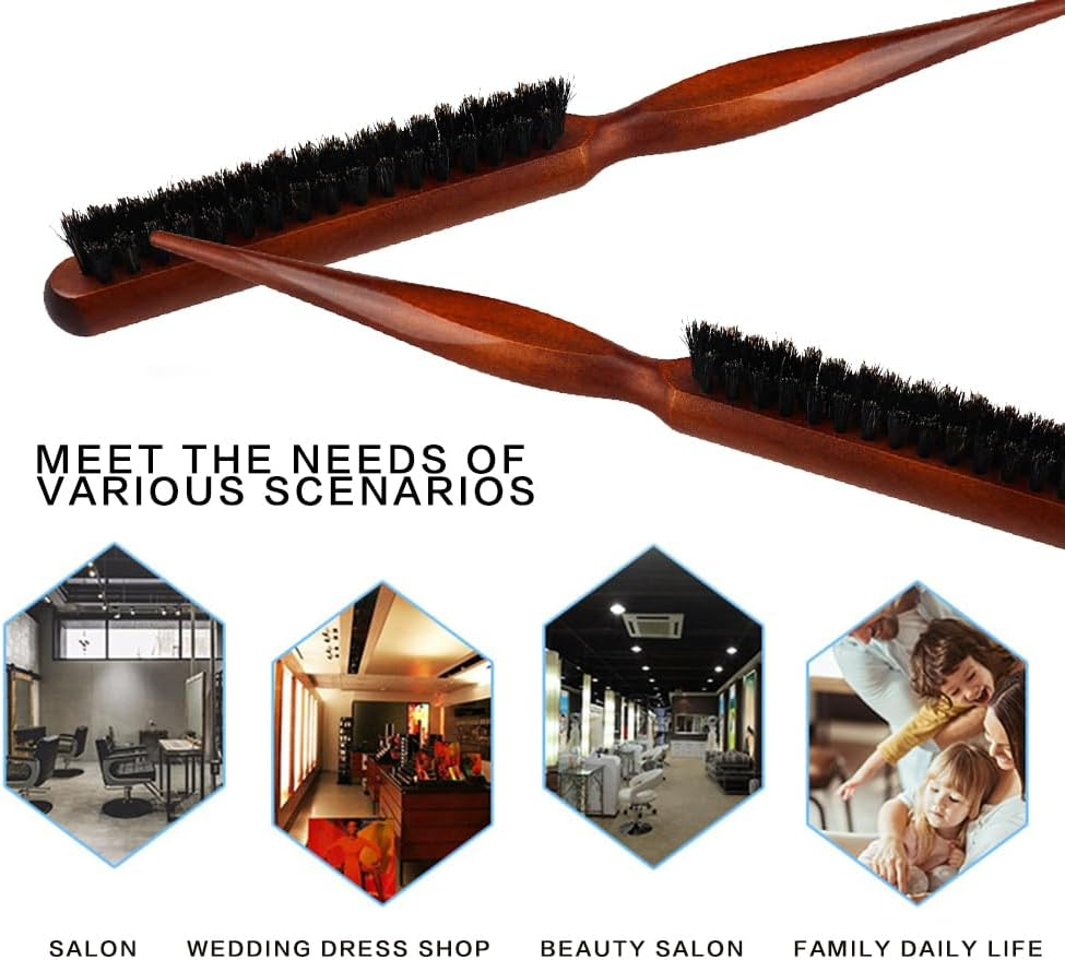 Visxcnu Boar Bristle Hair Brush, Teasing, Toupee, Sleek Bun, Natural, Brown, Unisex, Fine Hair, Hair Care Enthusiasts, Professionals, Home Users image number 1