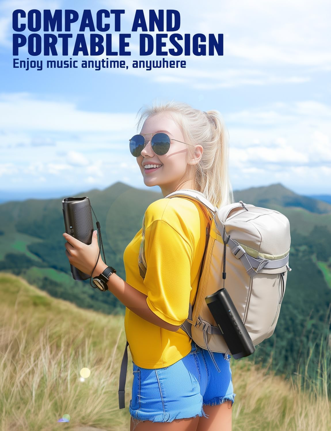 UOHHBOE Portable Bluetooth Speaker IPX5 Waterproof Bluetooth Speaker Bluetooth 5.3 with TWS Stereo RGB Lights 24 Hours Running Time 30M Wireless Range Hands-Free Function image number 3