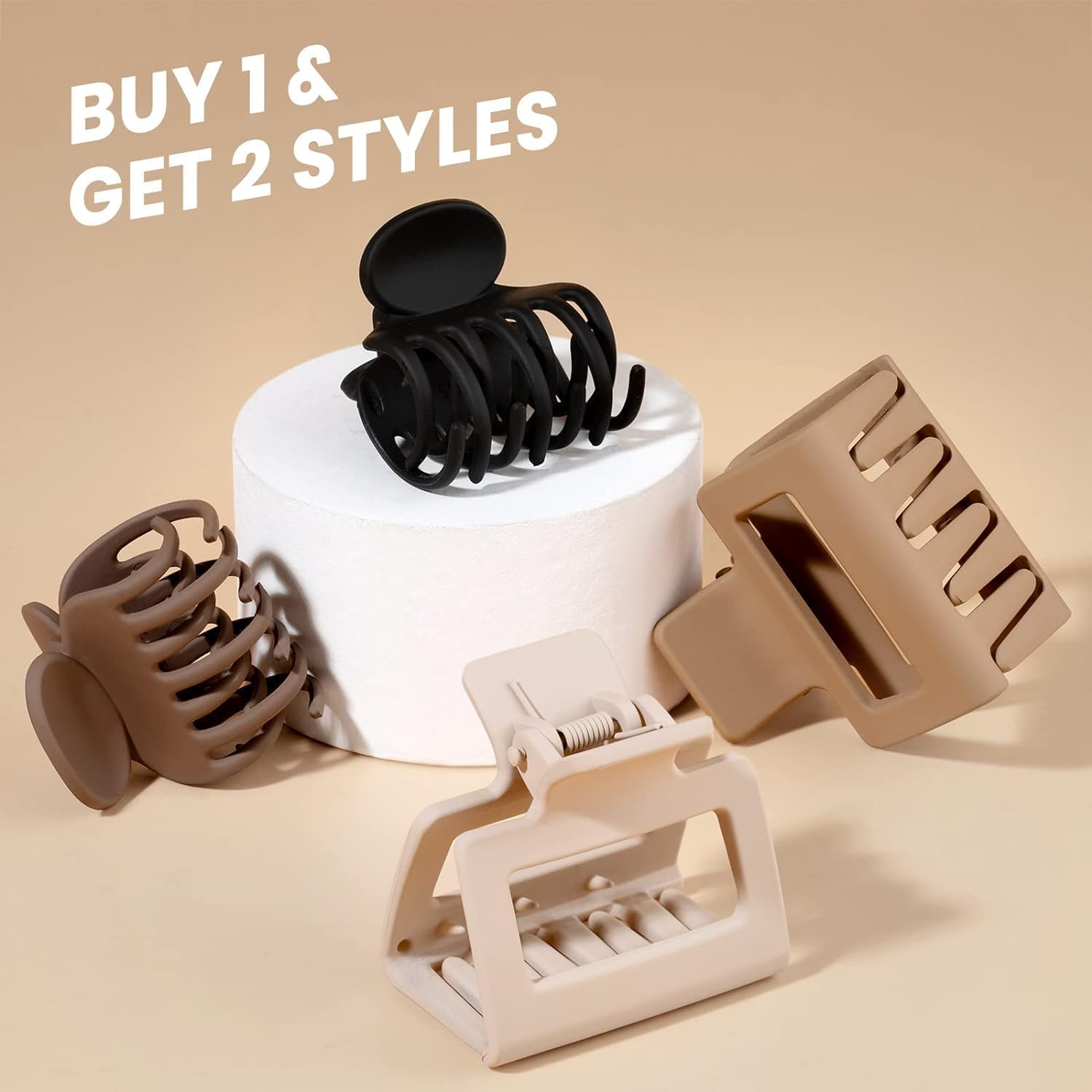 Matte Hair Clips for Women and Girls - Rectangle and Double Row Small Claw Clips for Thin/Medium Fine Hair - Nonslip Jaw Clips 8Pcs image number 3